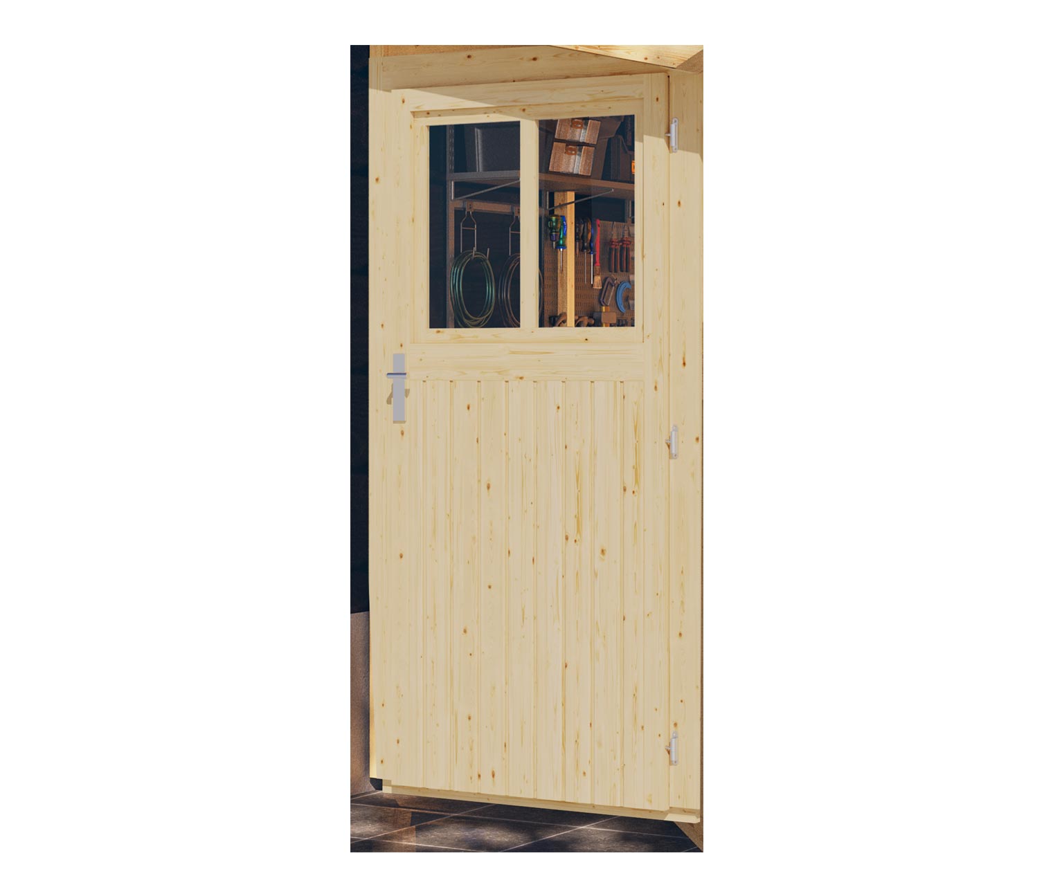 Thumbnail - Karibu Anlehn-Gerätehaus - 99x182x214cm - braun - Fichtenholz