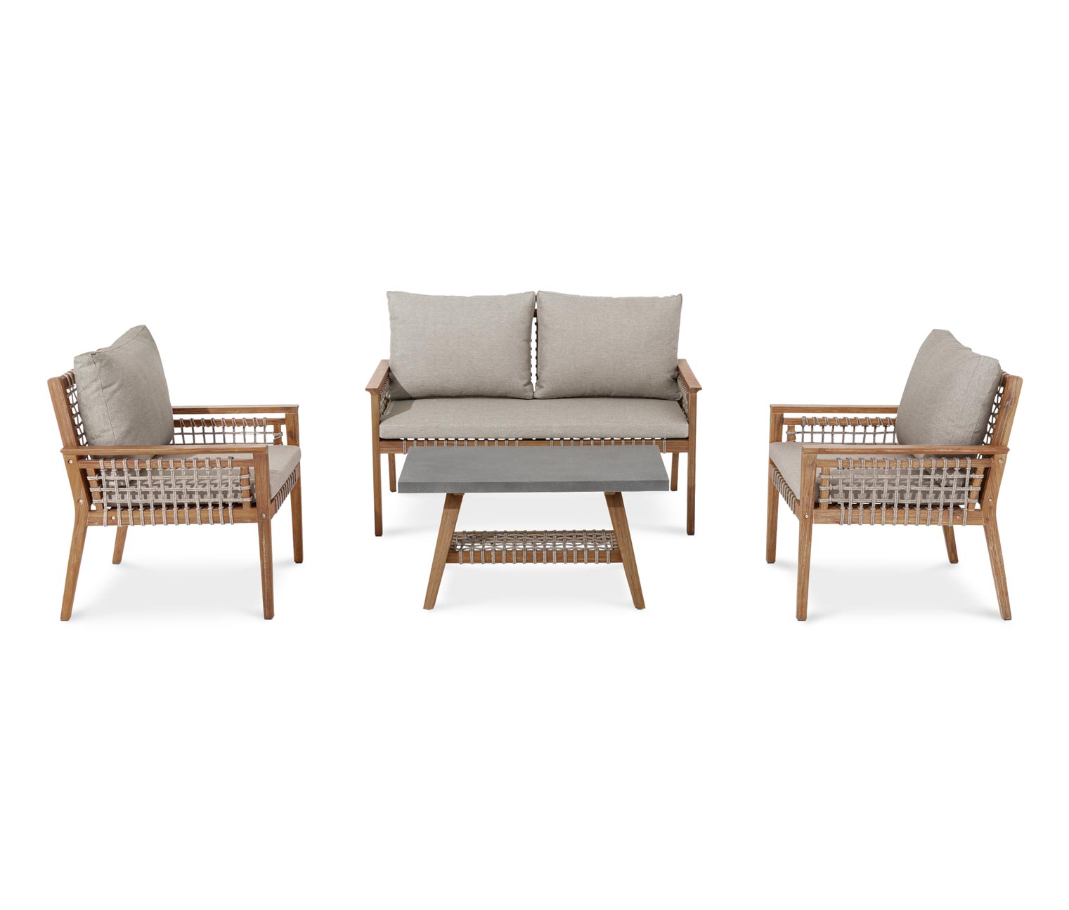 Thumbnail - Tchibo - Lounge-Set mit Textilgeflecht - 130x73x81,5cm - dunkelgrau - Akazienholz / Polypropylen / Polyester