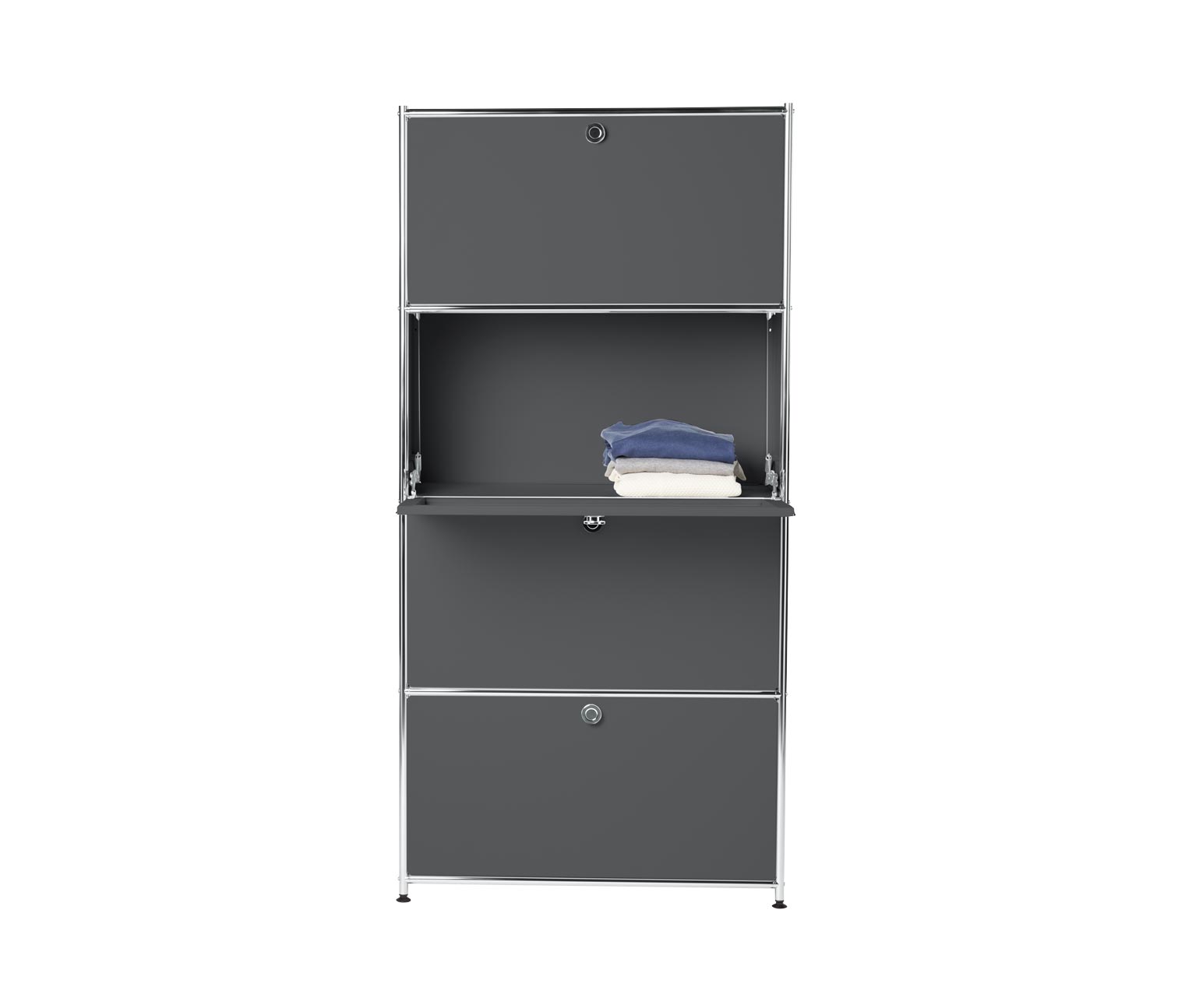 Thumbnail - Tchibo - Highboard Metall »Cn3« mit 4 Klappenfächern - 77x40x158,5cm - chrom - Stahl / Aluminium / Kunststoff