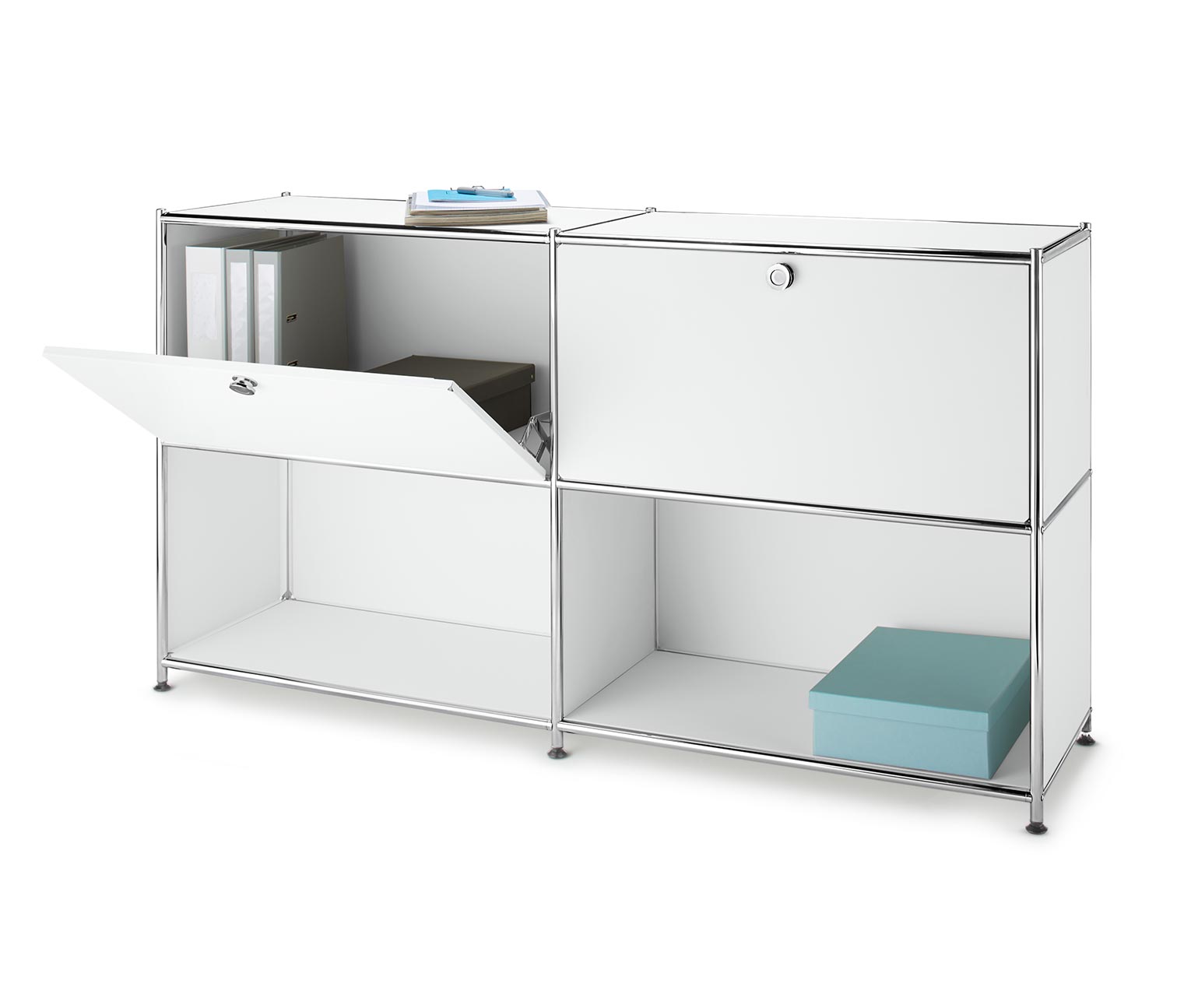 Thumbnail - Tchibo - Sideboard Metall »Cn3« mit versetzbaren Klappenfächern - 152x40x82,5cm - chrom - Stahl / Aluminium / Kunststoff