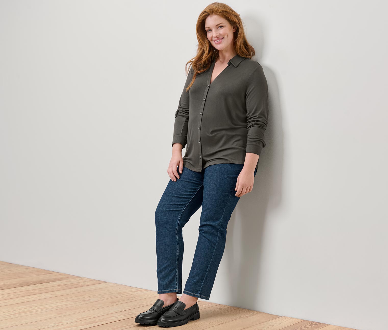 Thumbnail - Tchibo - Blusenshirt mit Knopfleiste - Damen - Gr. XXL - anthrazit