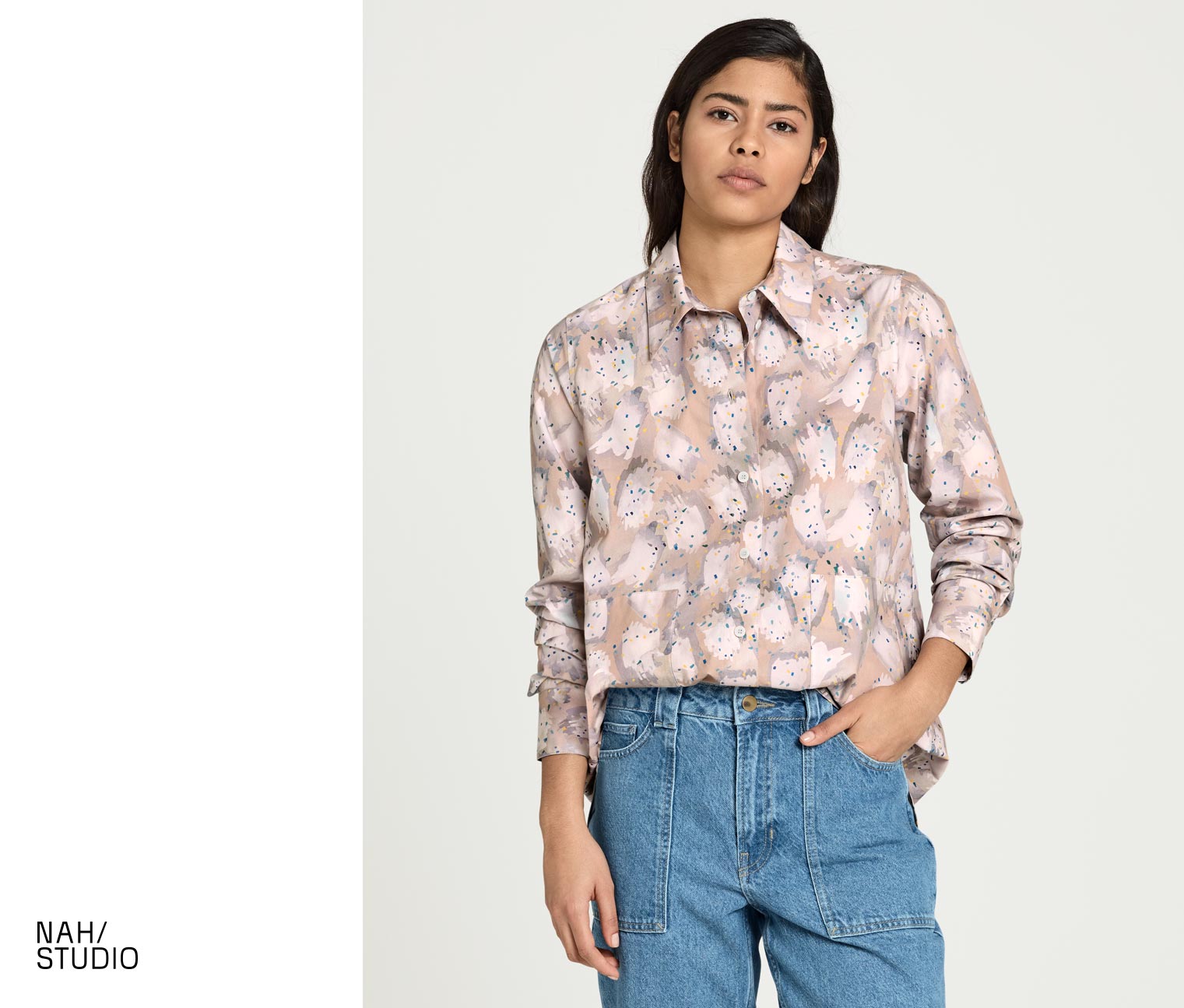 Thumbnail - Nah/Studio Longbluse - Bio-Baumwolle - Gr. 38 - print