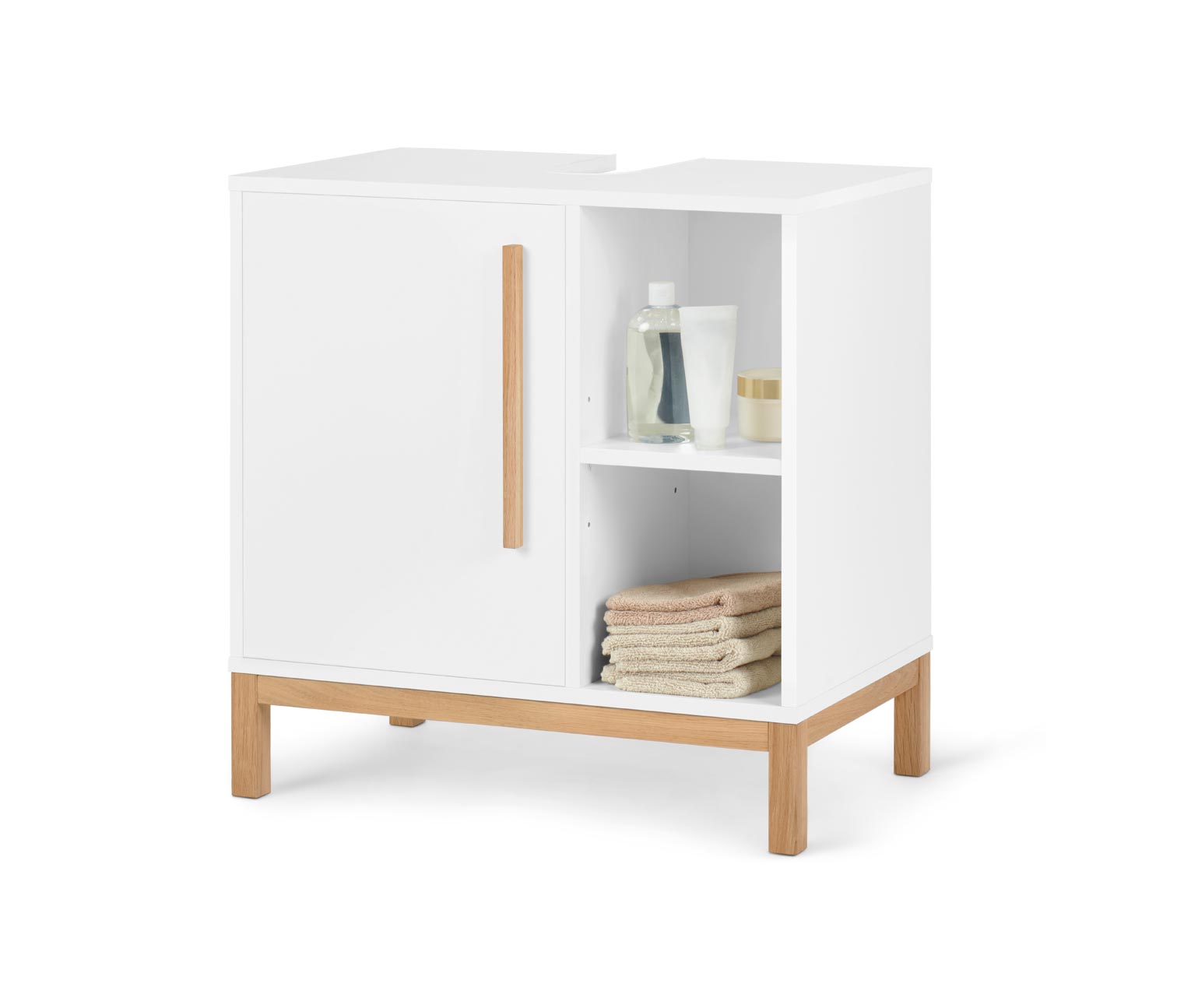 Thumbnail - Tchibo - Waschbeckenunterschrank »Eklund« mit Tür und Seitenfach - 65,5x40x66,5cm - braun - Holz / Eichenholz