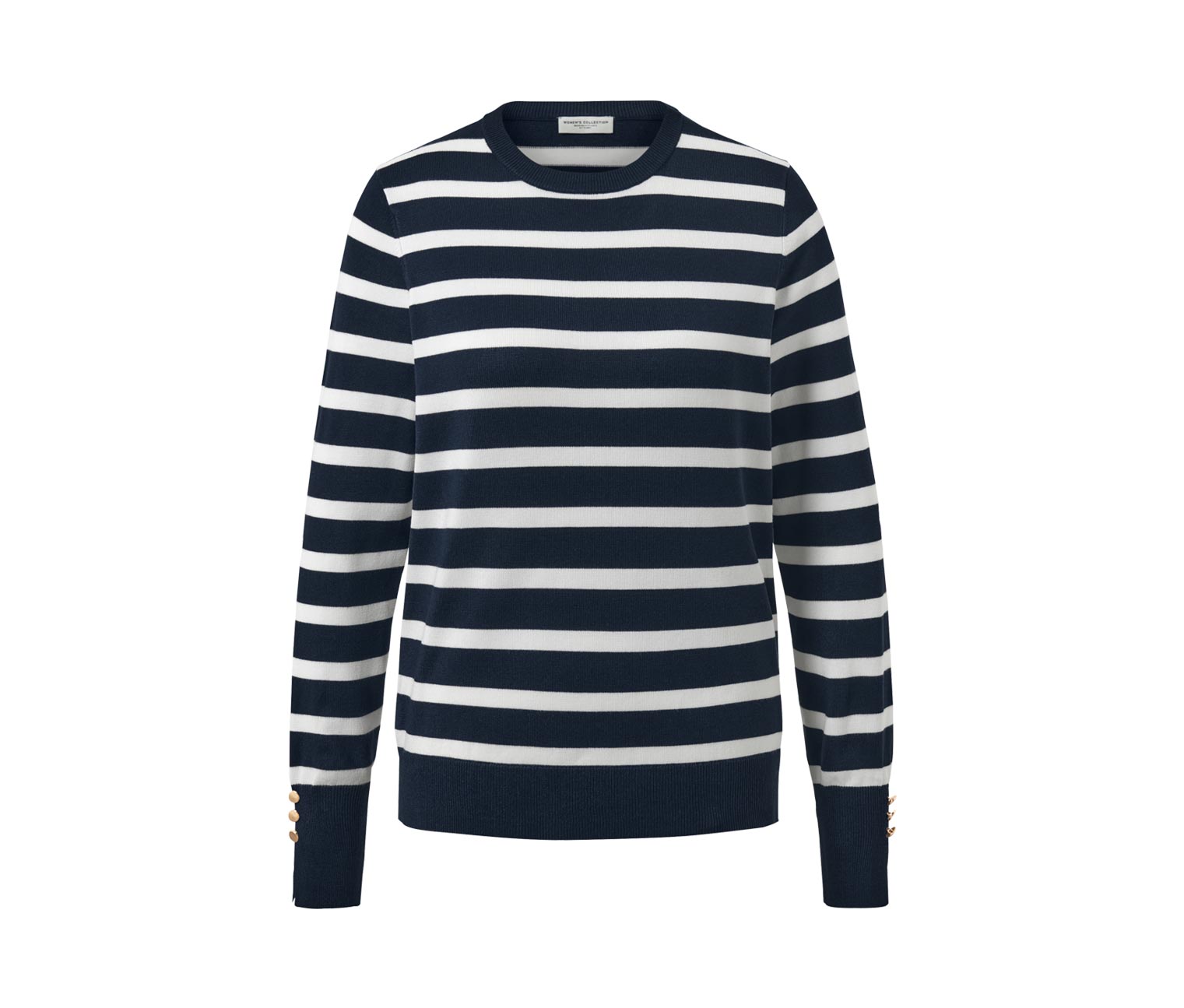 Thumbnail - Tchibo - Gestreifter Feinstrickpullover - Damen - Gr. XL - dunkelblau/gestreift