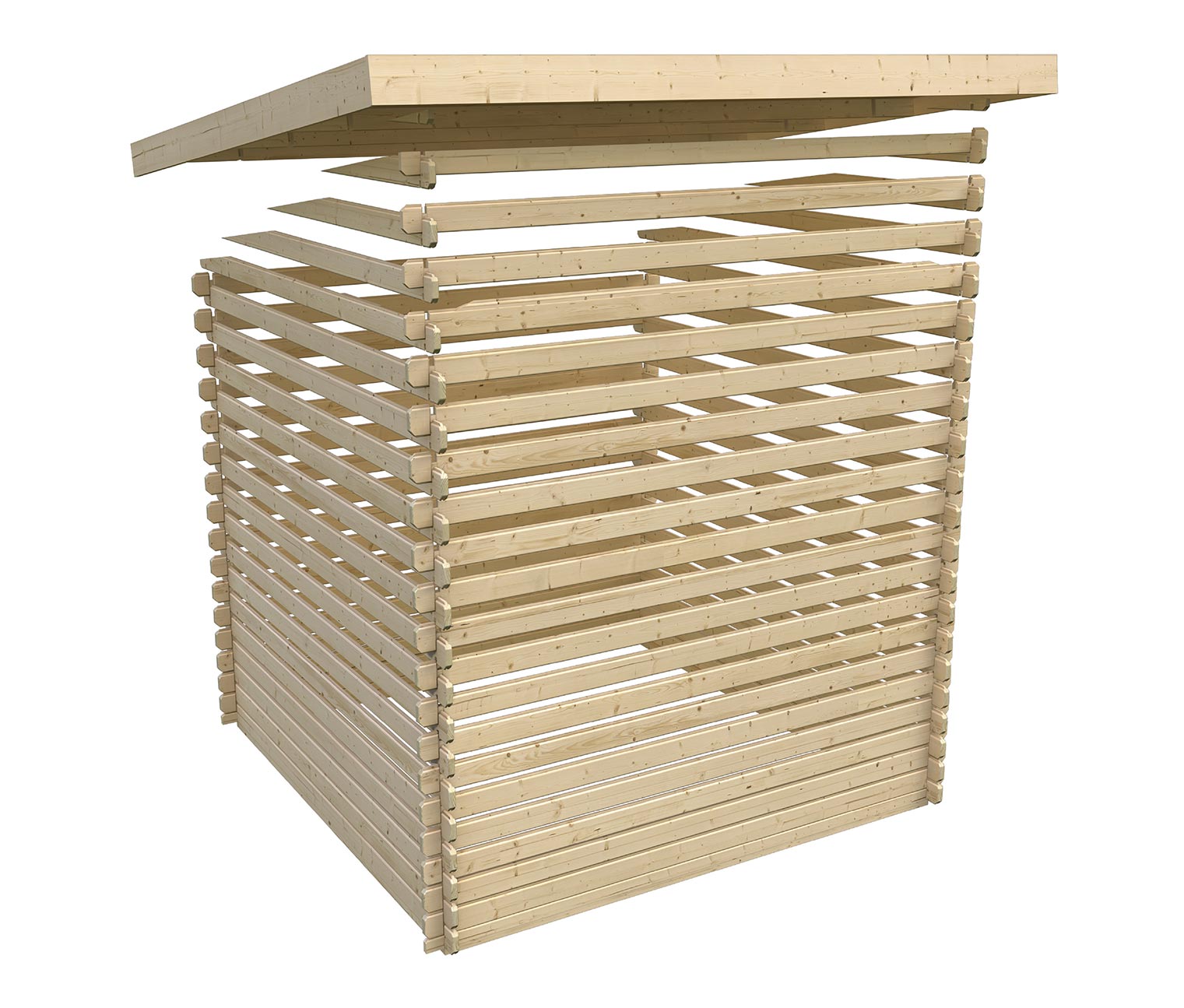 Thumbnail - Karibu Gartenhaus mit bepflanzbarem Dach - 297x237x225cm - naturfarben - Fichtenholz / Glas