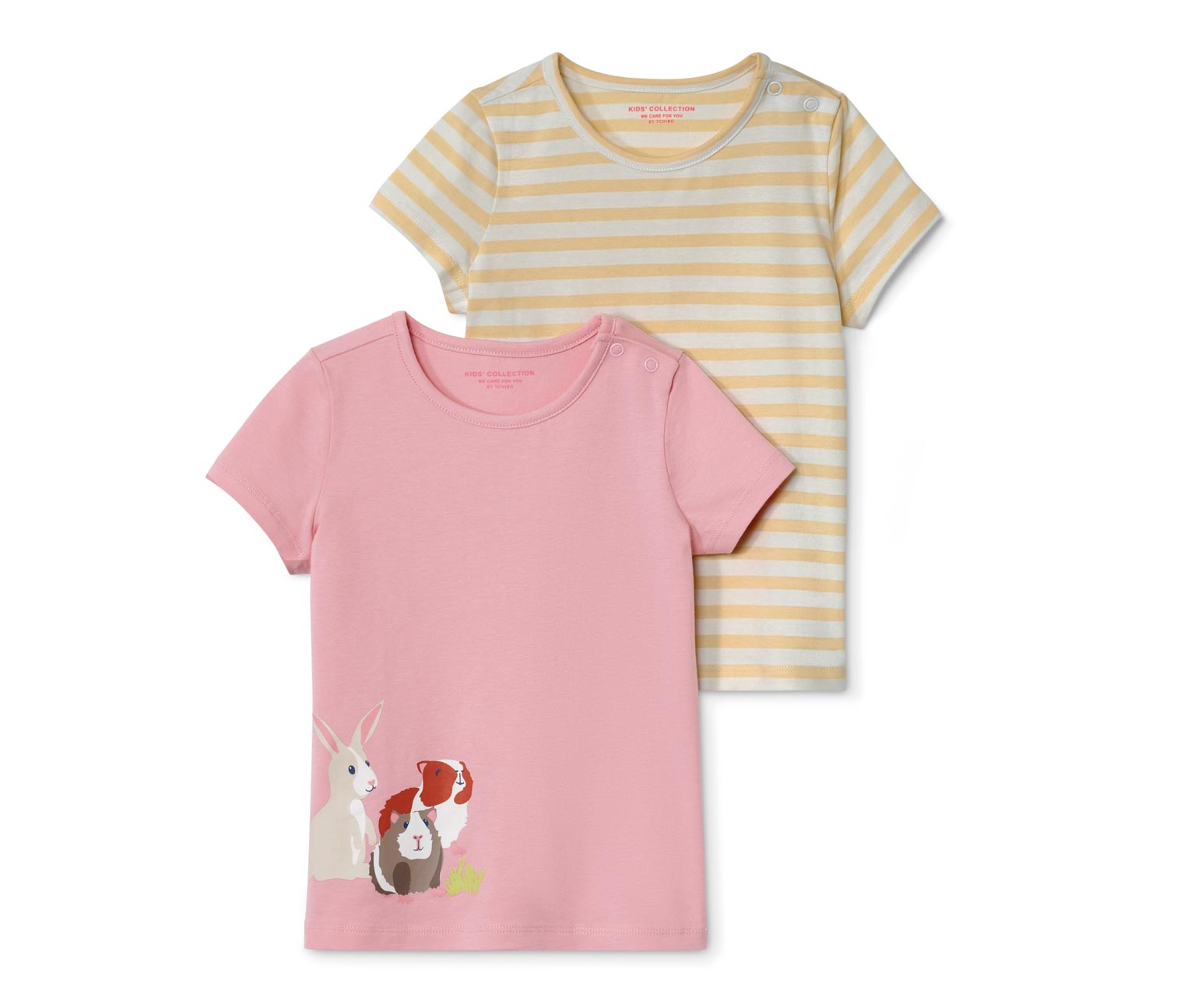 Thumbnail - Tchibo - 2 Kleinkind-T-Shirts - Mädchen - Gr. 110/116 - weiß/gestreift