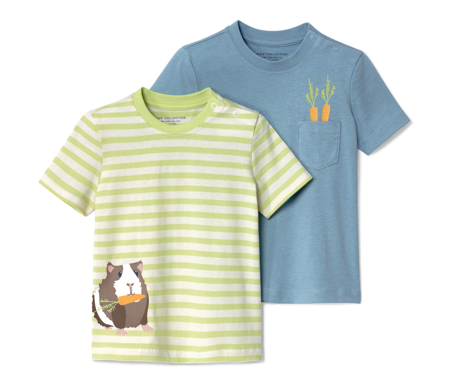 Thumbnail - Tchibo - 2 Kleinkind-T-Shirts - Herren - Gr. 122/128 - hellblau/print