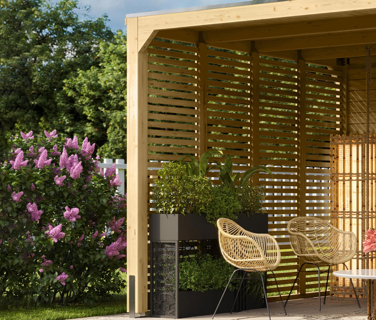 Thumbnail - Karibu Pavillon »Markaska« - 320x320x239cm - braun - Fichtenholz