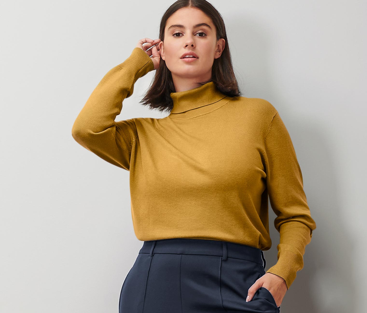 Thumbnail - Tchibo - Feinstrick-Rollkragenpullover - Damen - Gr. XXL - senfgelb