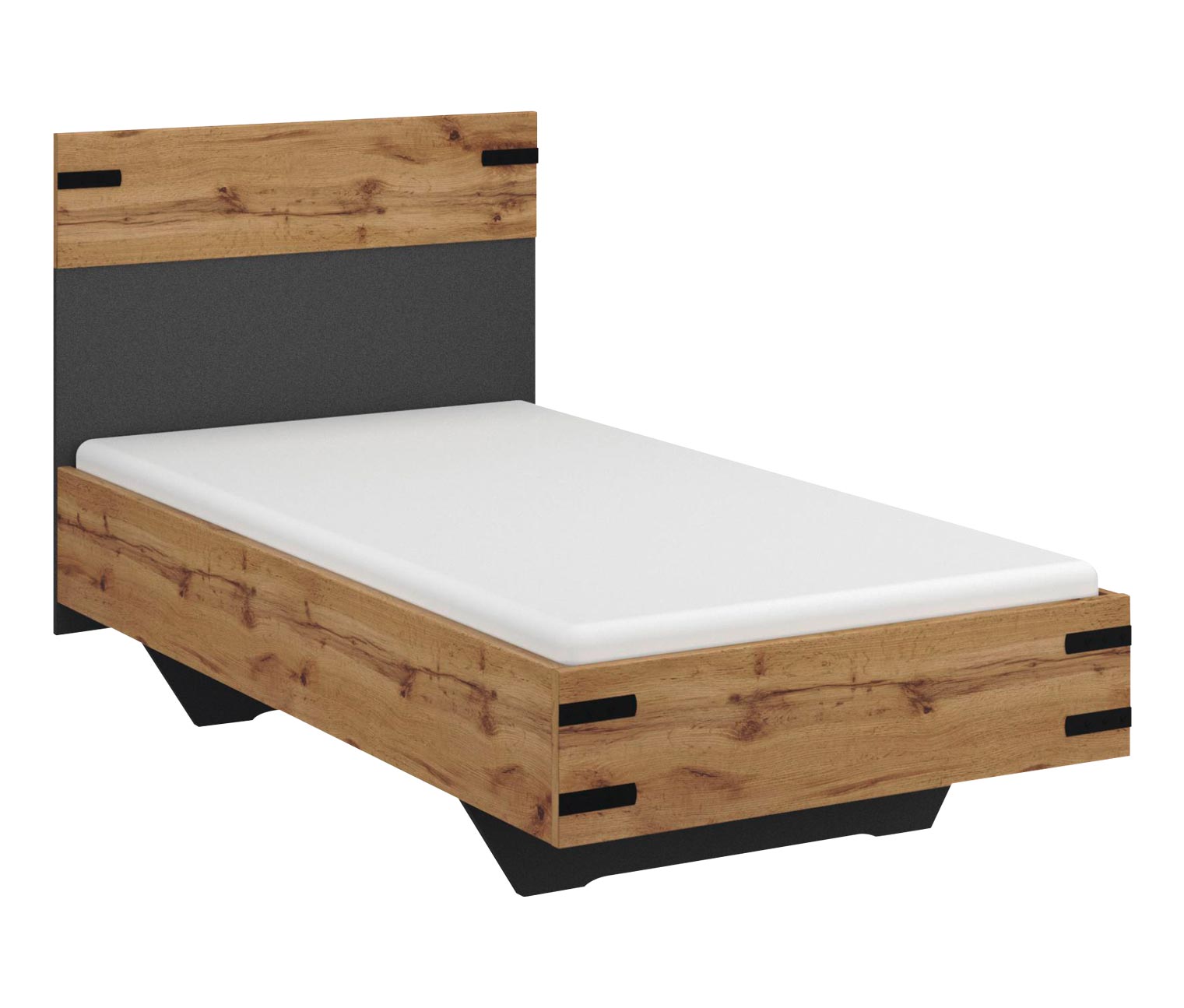 Thumbnail - rauch Bett »Butte« - 95x207x101cm - grau - Holz / Metall