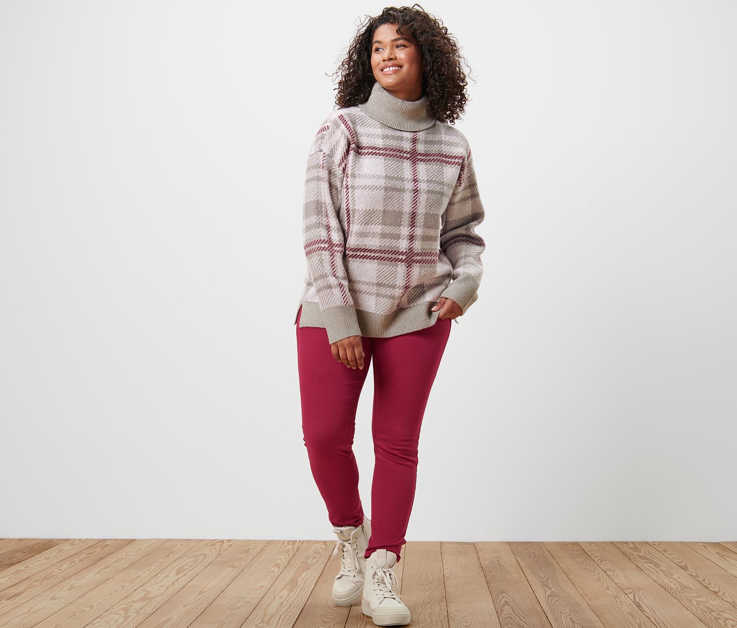 Thumbnail - Tchibo - Strickpullover mit Rollkragen - Damen - Gr. S - weiß/jacquard