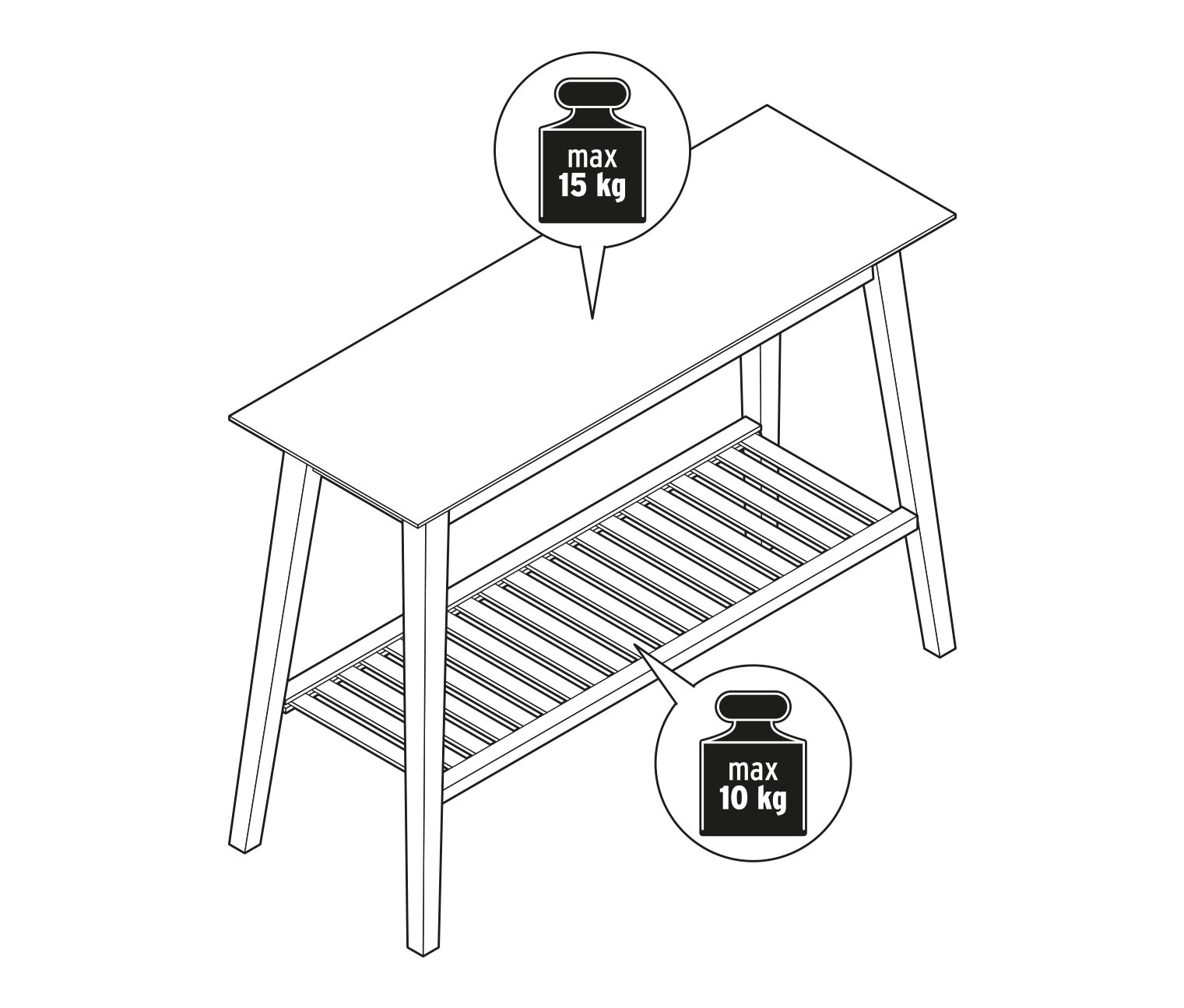 Thumbnail - Tchibo - Konsole mit 2 Ablagen aus Eschenholz - 100x35x75cm - braun - Holz / Eschenholzfurnier / Eschen-Massivholz