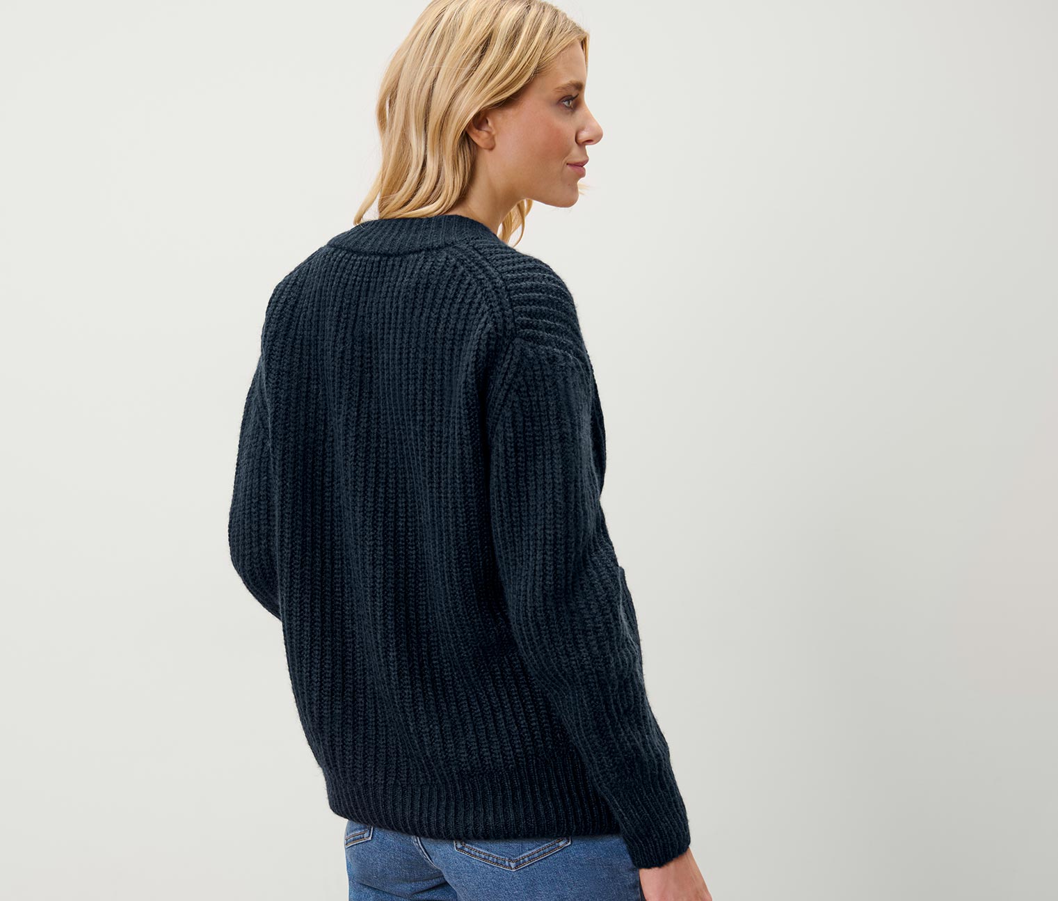 Thumbnail - Tchibo - Gerippter Grobstrick-Cardigan - Damen - Gr. L - dunkelblau