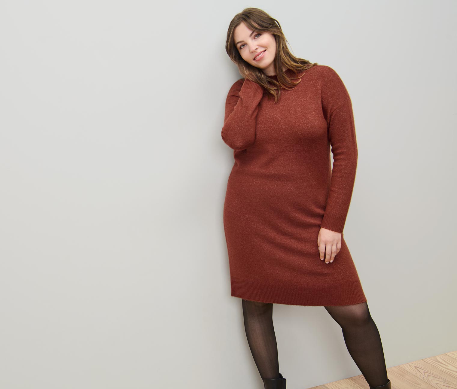 Thumbnail - Tchibo - Strickkleid mit Wollanteil - Damen - Gr. XXL - braun
