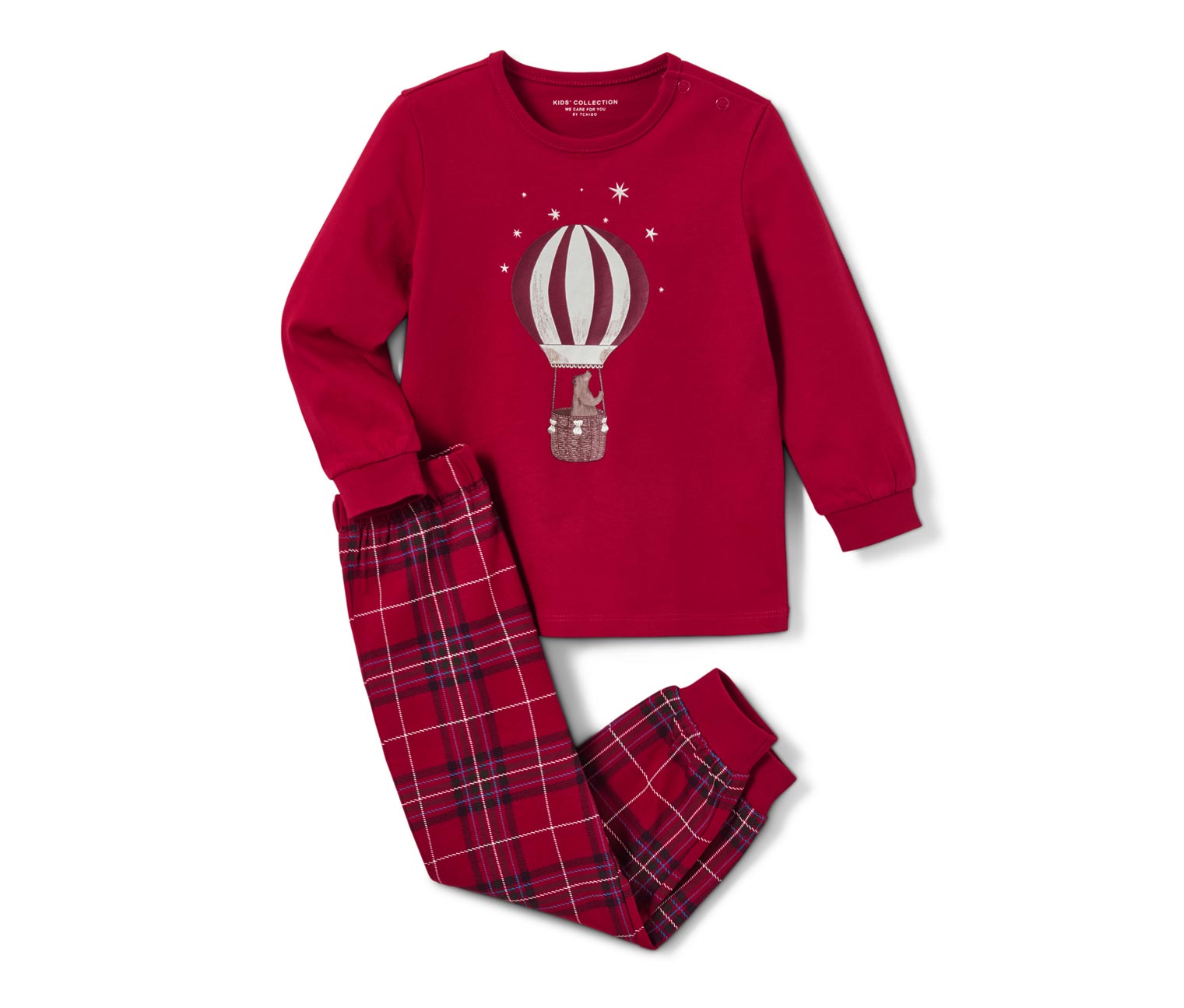 Thumbnail - Tchibo - Kinder-Pyjama »Ballon« - Herren - Gr. 98/104 - weiß/kariert