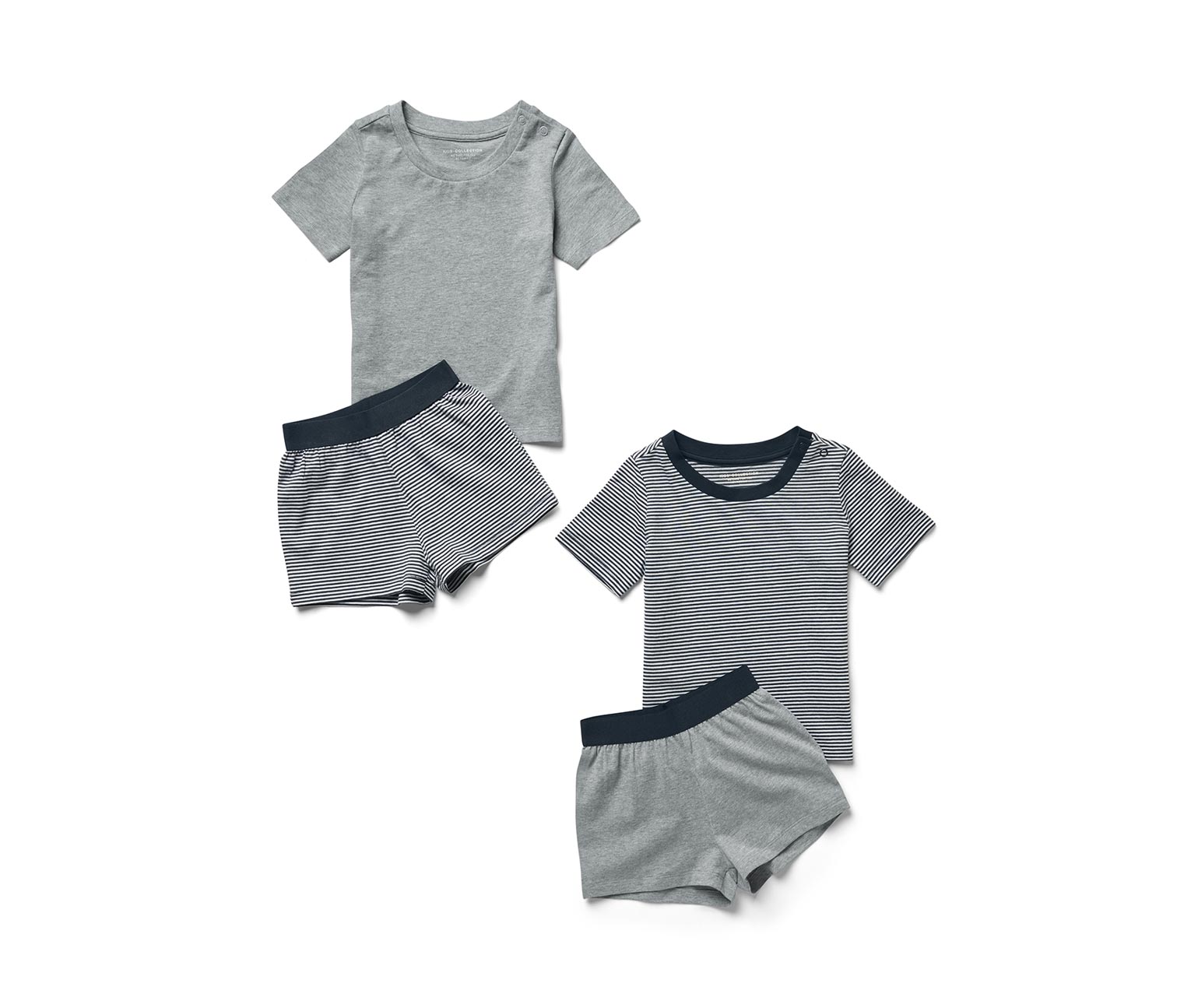 Thumbnail - Tchibo - 2 Kinder-Pyjamas - Jungen - Gr. 134/140 - weiß/gestreift