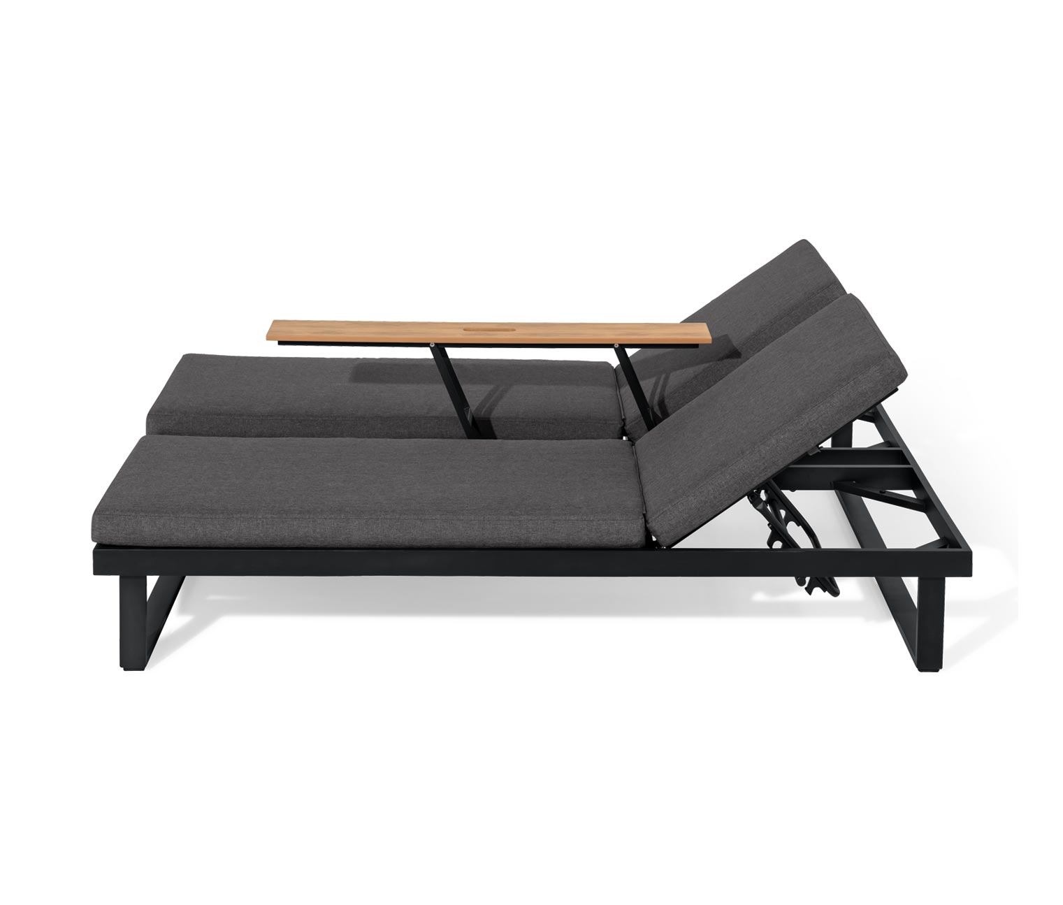 Thumbnail - Tchibo - Daybed mit hochklappbarem Mitteltablett - 200x152,5x36cm - anthrazit - Aluminium / Polyester / Stahl