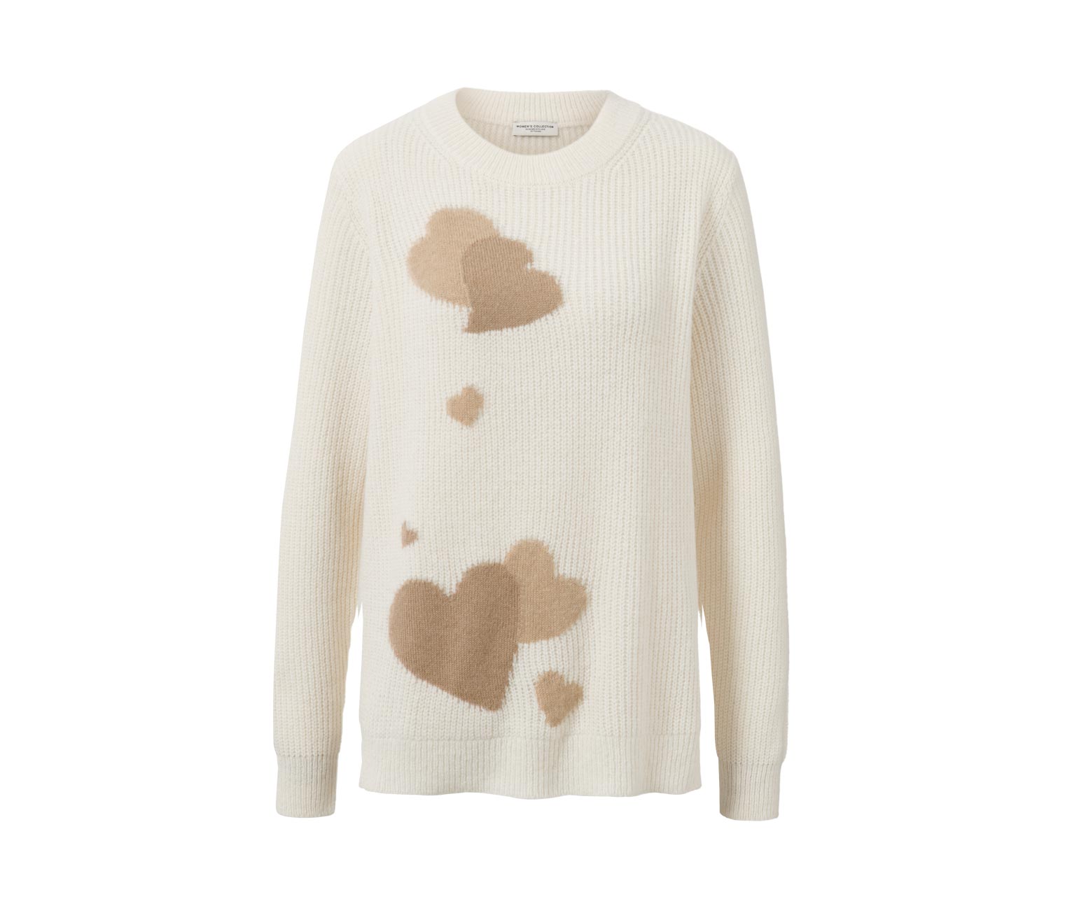 Thumbnail - Tchibo - Strickpullover mit Herz-Jacquard - Damen - Gr. L - creme/jacquard