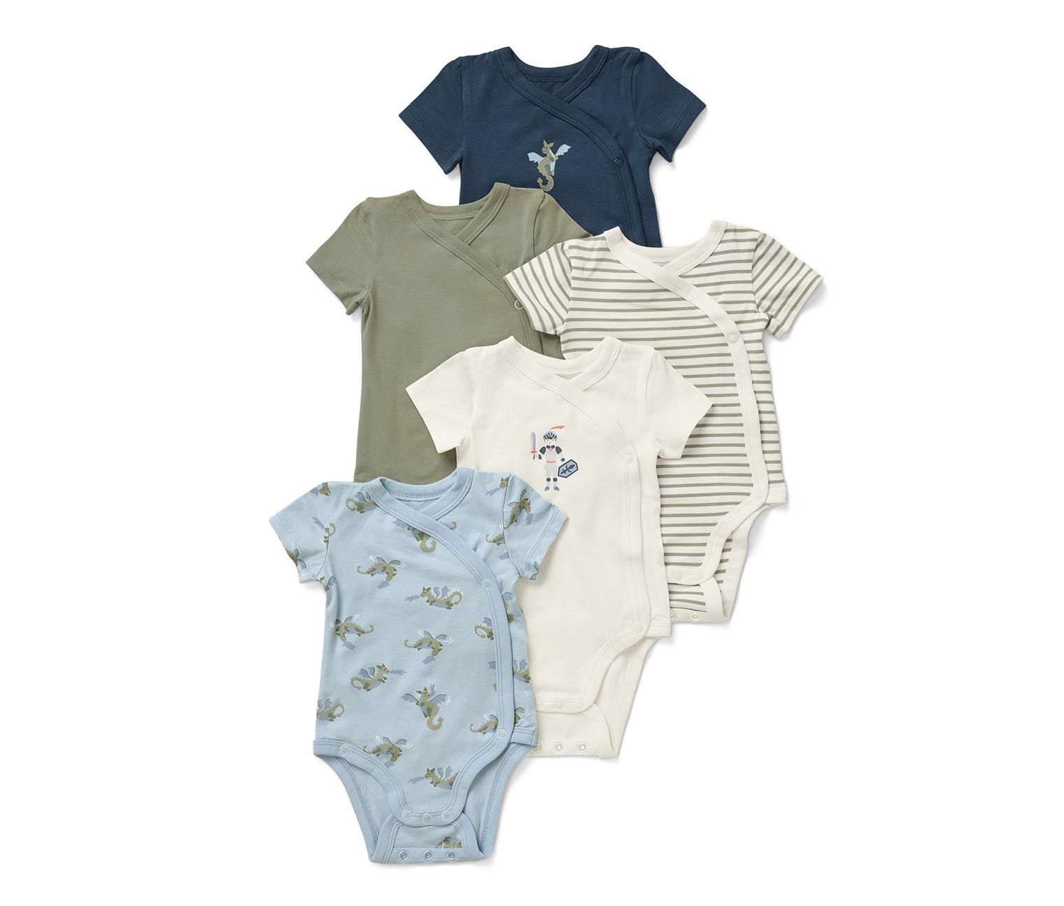 Thumbnail - Tchibo - 5 Baby-Bodys mit Mitwachsfunktion - Herren - Gr. 86/92 - creme/print