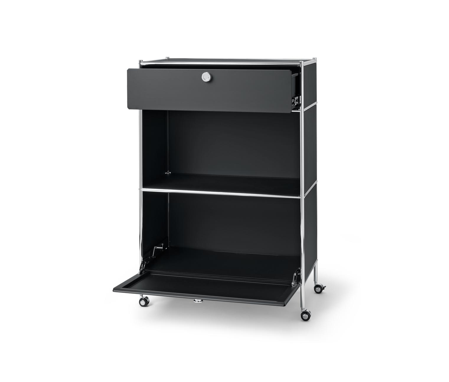Thumbnail - Tchibo - Kommode Metall »Cn3« mit 1 Schublade und 1 Klappenfach - 77x40x114cm - schwarz - Stahl / Aluminium / Kunststoff
