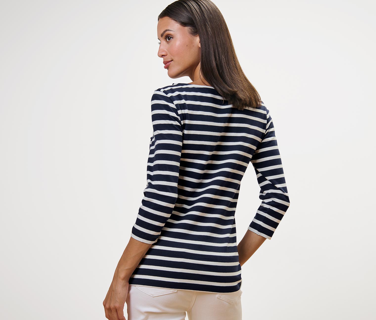 Thumbnail - Tchibo - Gestreiftes Shirt mit 3/4-Arm - Damen - Gr. S - dunkelblau/gestreift