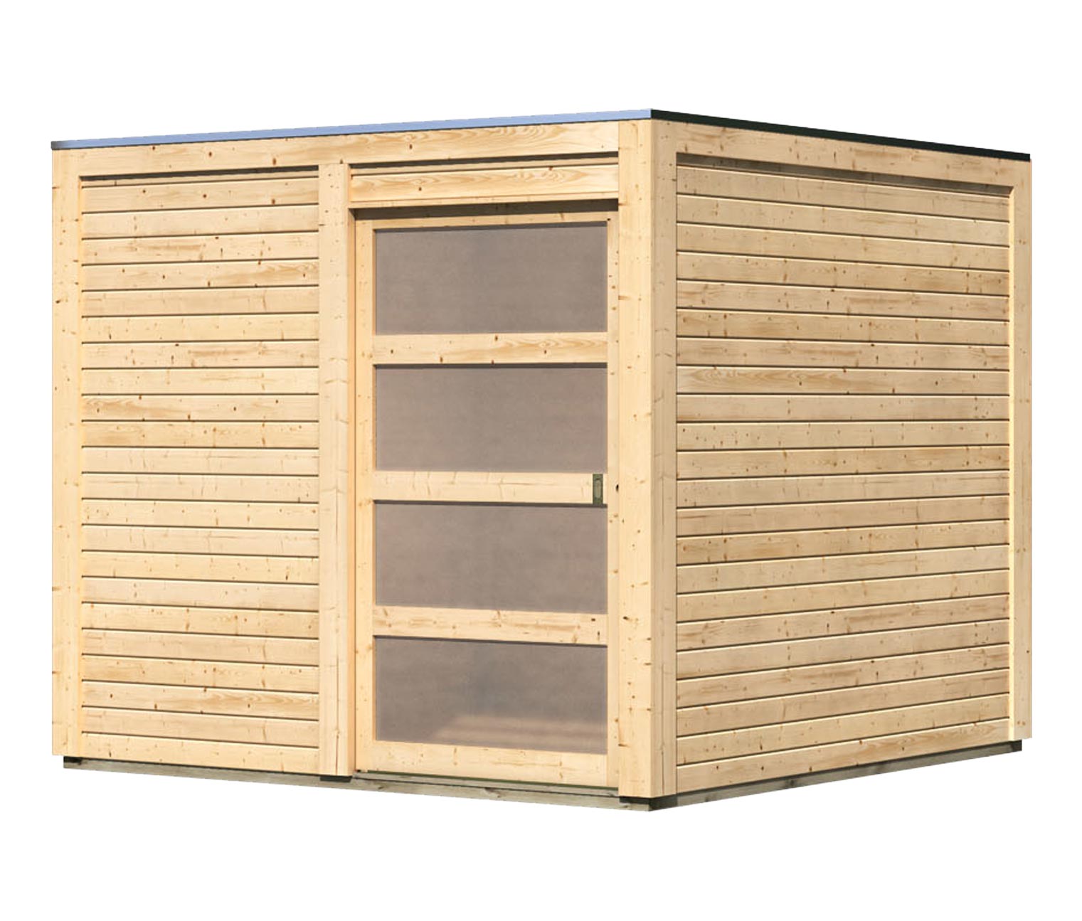Thumbnail - Karibu Gerätehaus mit Schiebetür - 246x246x214cm - braun - Holz / Fichtenholz