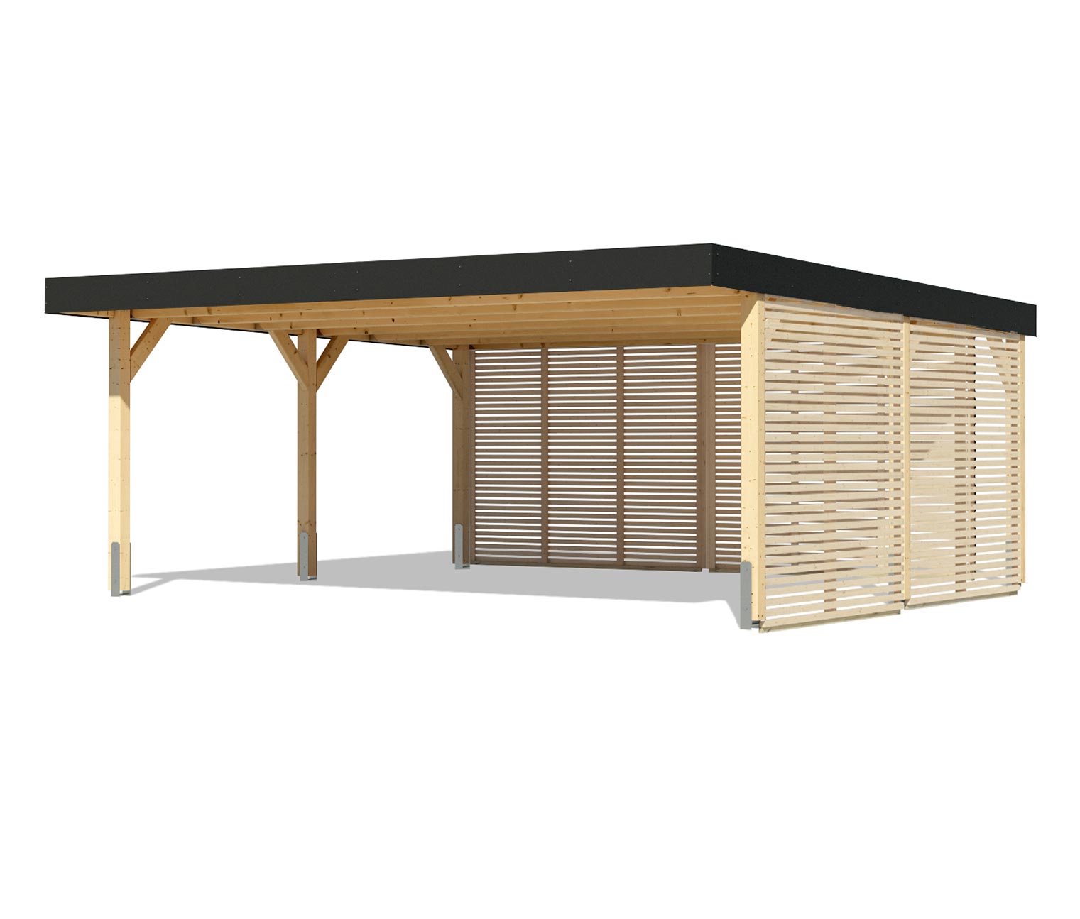 Thumbnail - Karibu Doppel-Carport - 552x487x246,5cm - anthrazit - Fichtenholz