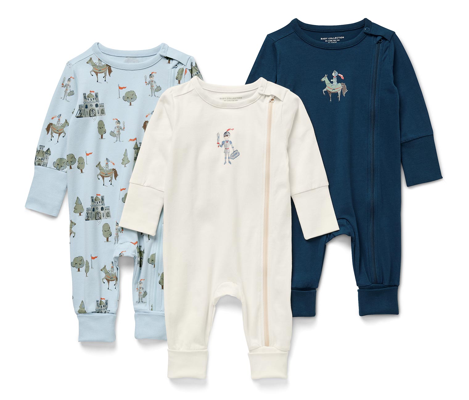 Thumbnail - Tchibo - 3 Baby-Pyjamas - Baby - Gr. 74/80 - creme/print
