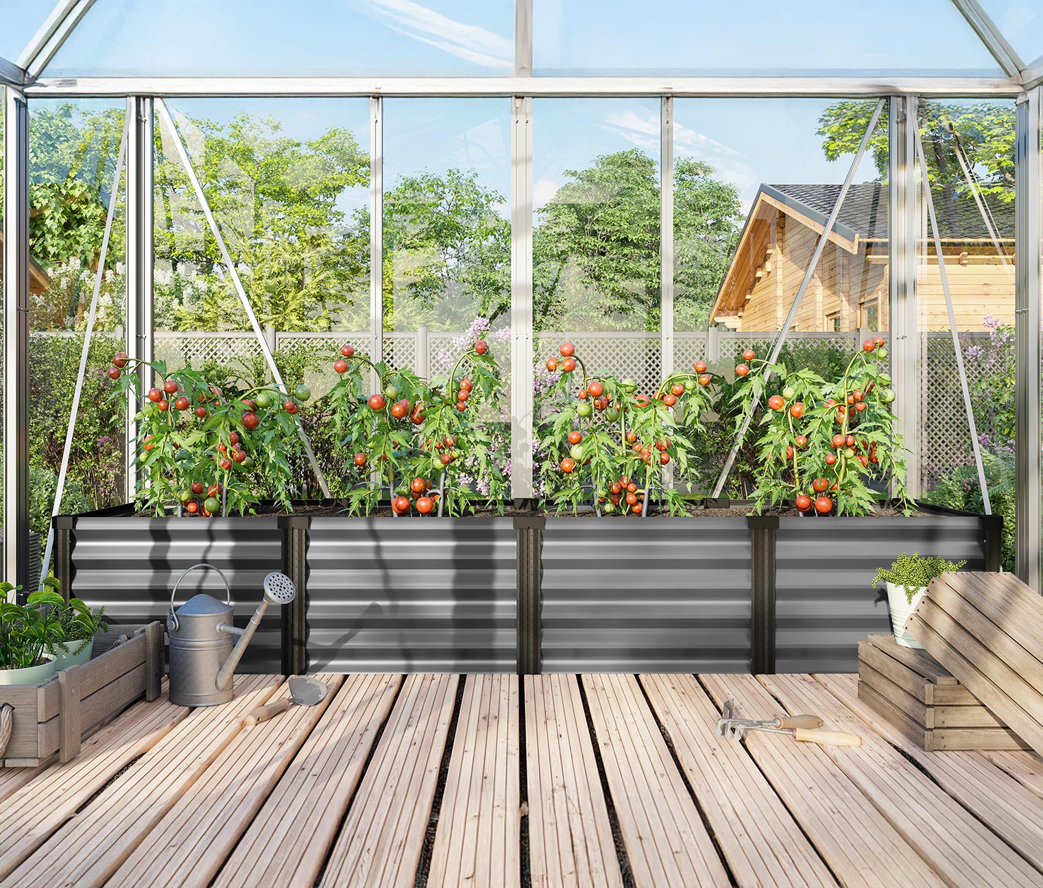 Thumbnail - Vitavia Hochbeet 401 mit erhöhter Arbeitsfäche - 65x245x40cm - schwarz - Aluminium