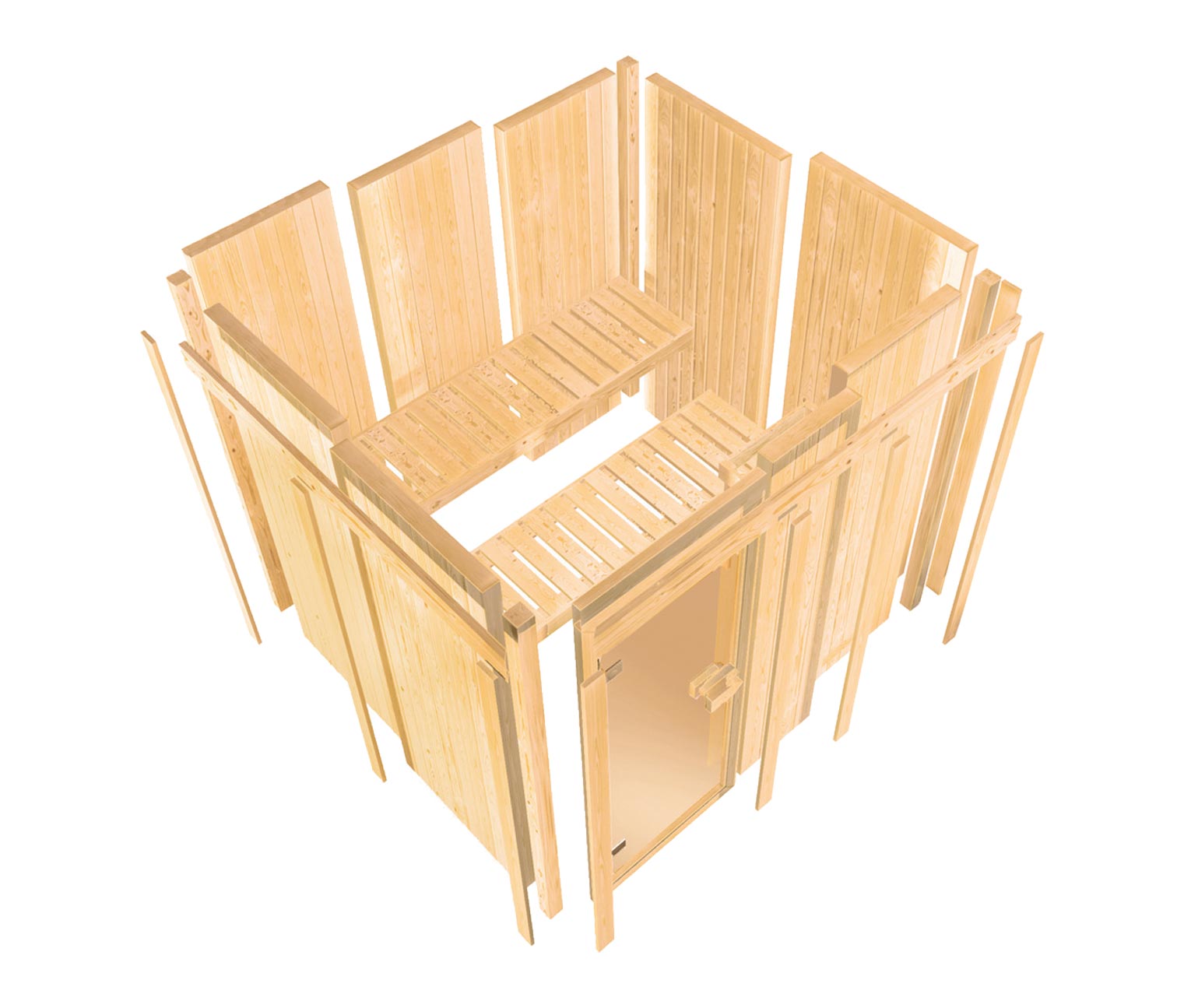 Thumbnail - Karibu Sauna »Scarlett 3« im Set mit 9-kW-Bio-Ofen und Bio-Steuerung - naturfarben