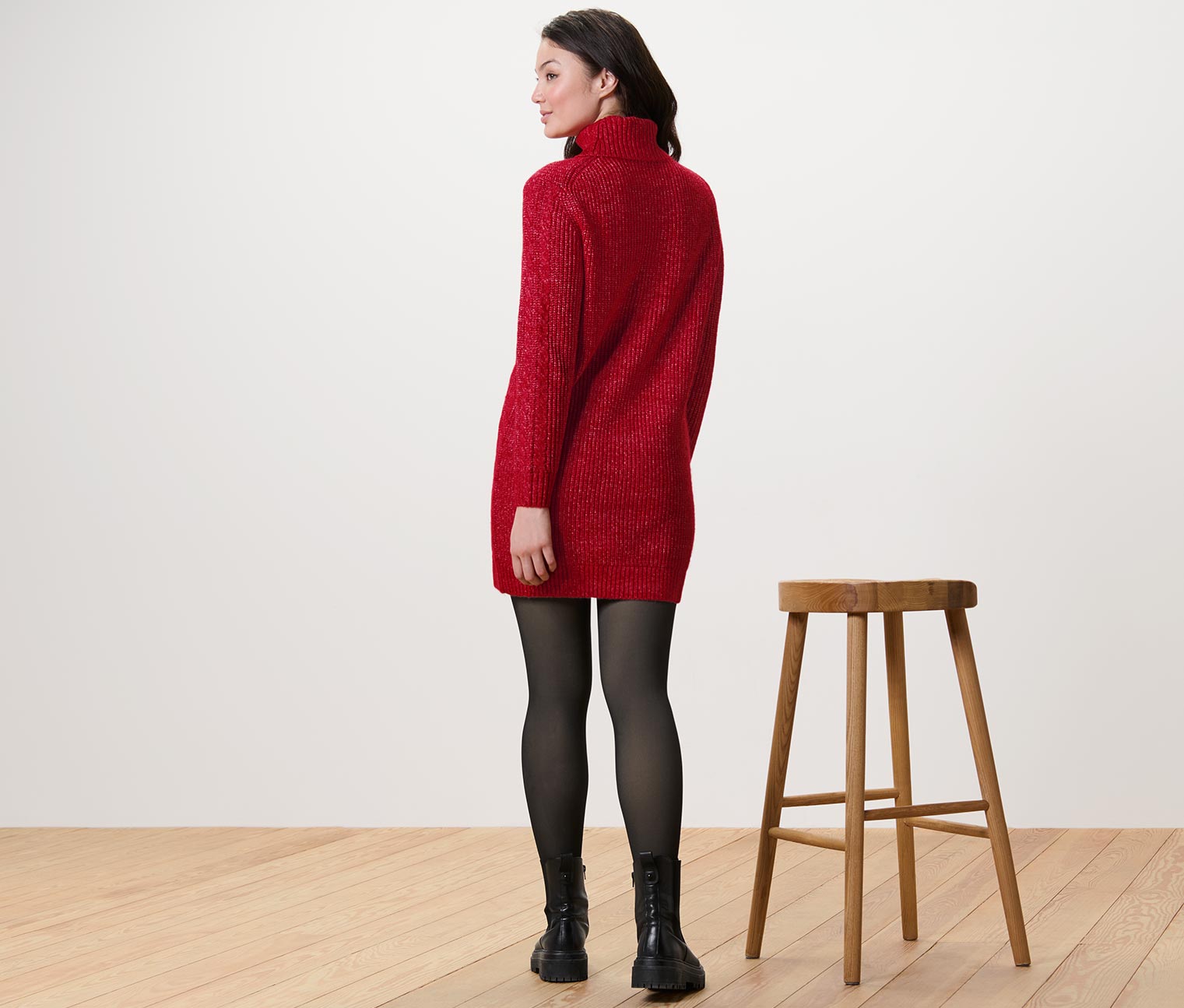 Thumbnail - Tchibo - Langer Strickpullover mit Zopfmuster - Damen - Gr. M - rot