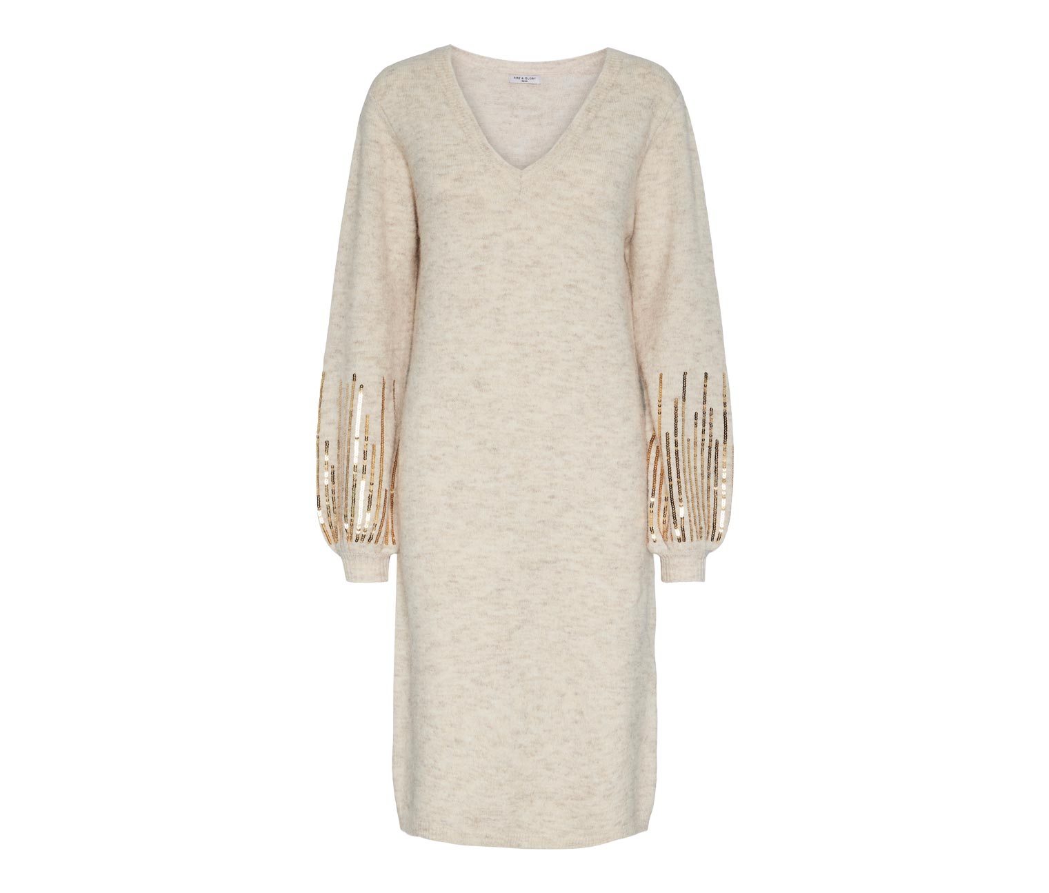 Thumbnail - Tchibo - Strickkleid mit Pailletten - Damen - Gr. S - beige