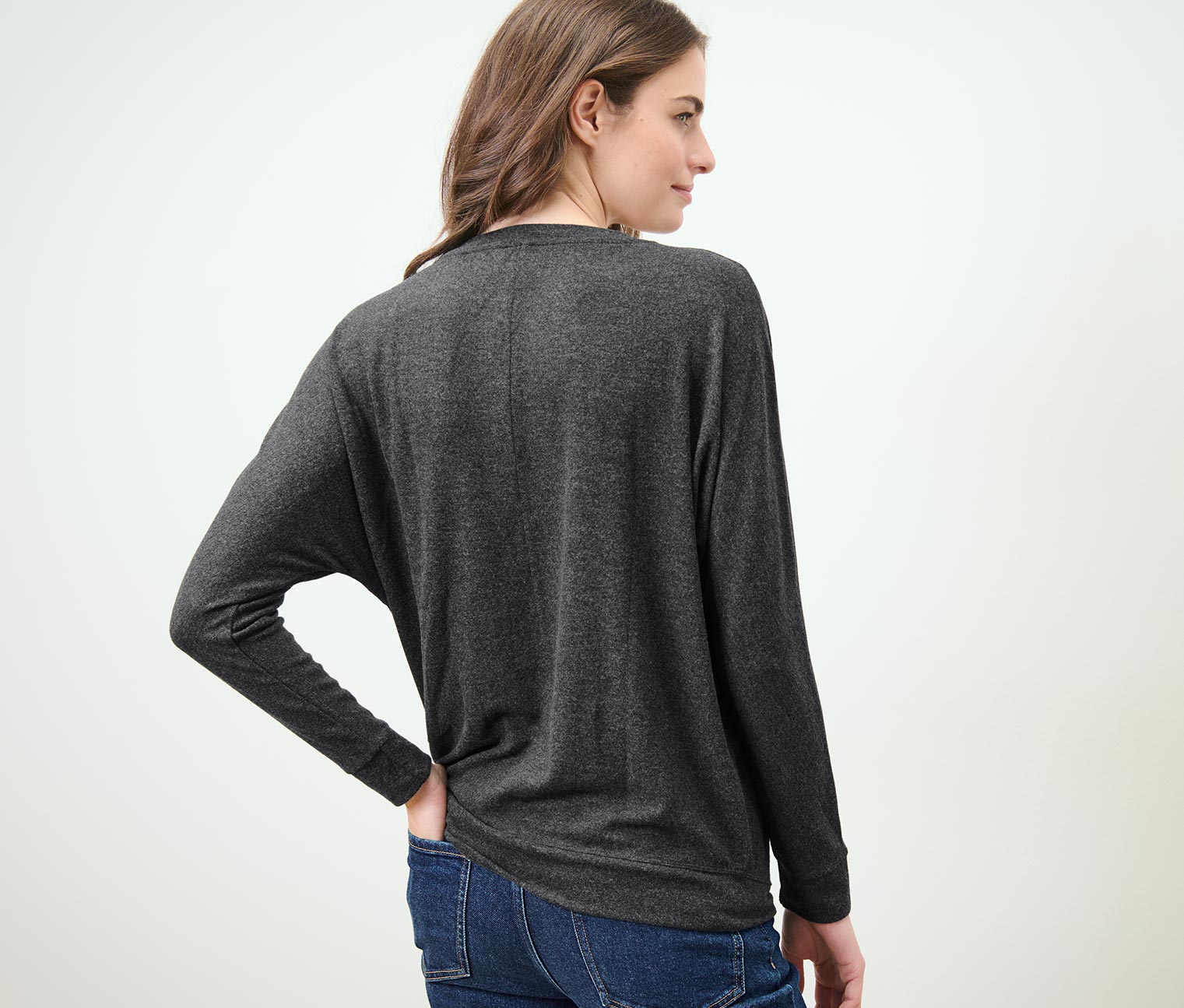 Thumbnail - Tchibo - Fledermausshirt - Damen - Gr. L - dunkelgrau