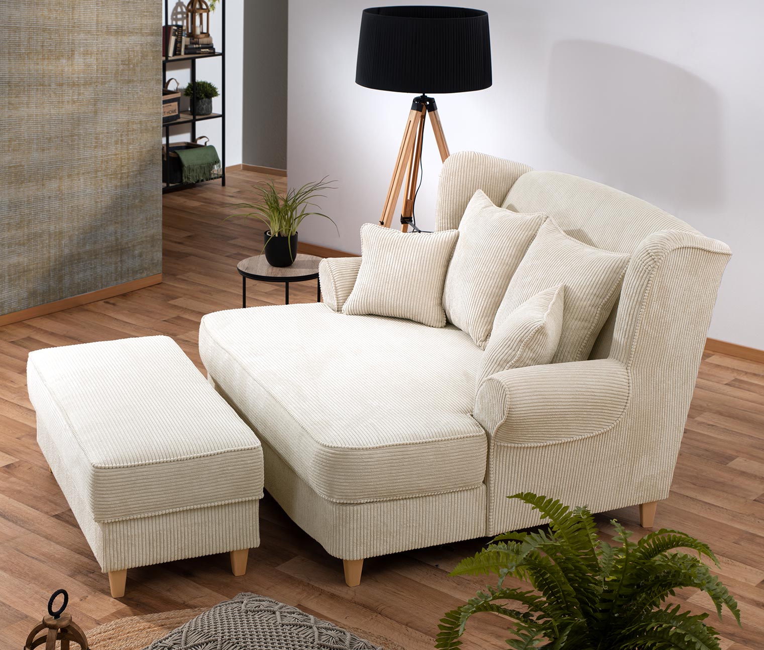 Thumbnail - Tchibo - XXL-Ohrensessel »Harvard« in Cordstoff - 154x144x102cm - creme - Polyester / Holz / Buchenholz