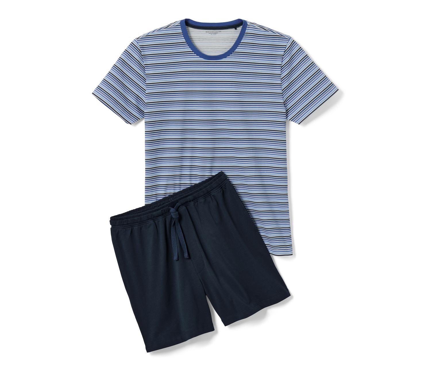Thumbnail - Tchibo - Shorty-Pyjama blau-dunkelblau - Herren - Gr. S - weiß/gestreift