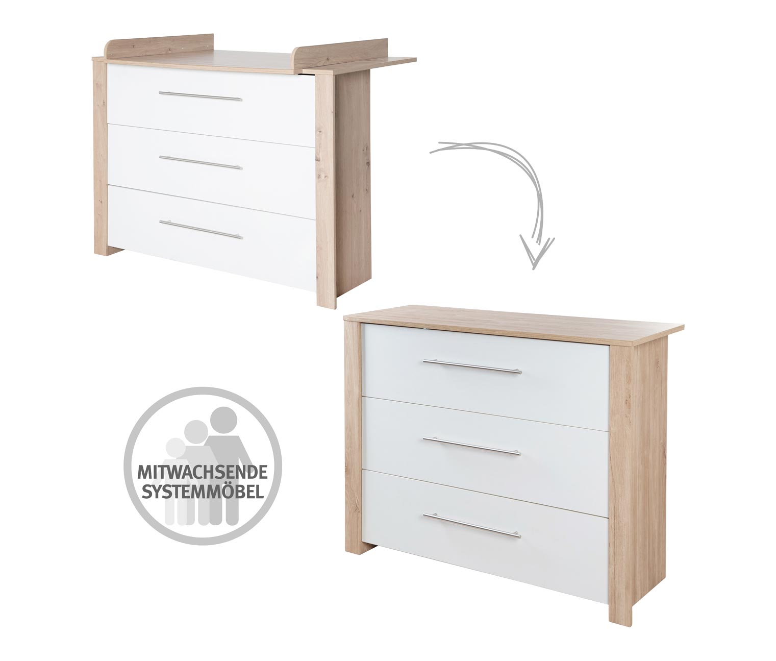 Thumbnail - roba Wickelkommode »Malo« - 112x75,5x98cm - braun - Holz / Metall