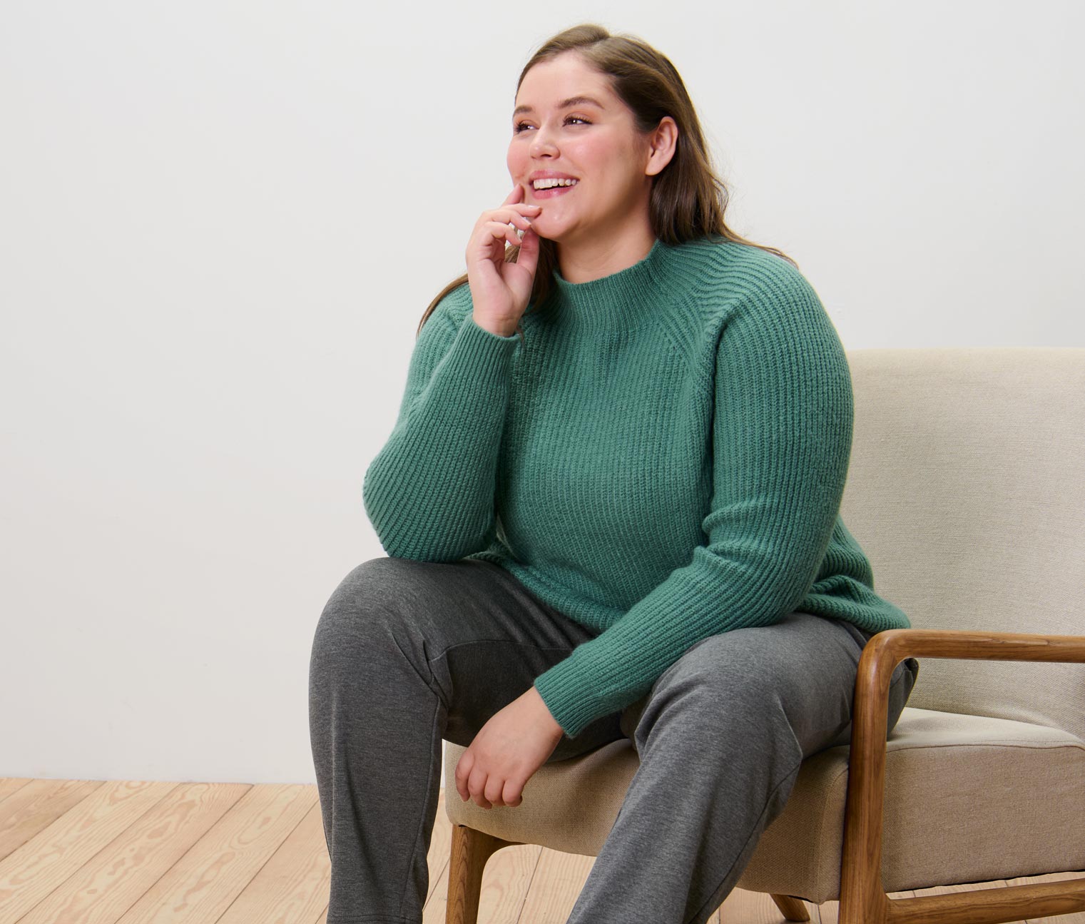 Thumbnail - Tchibo - Grobstrickpullover mit Stehkragen - Damen - Gr. XXL - grün