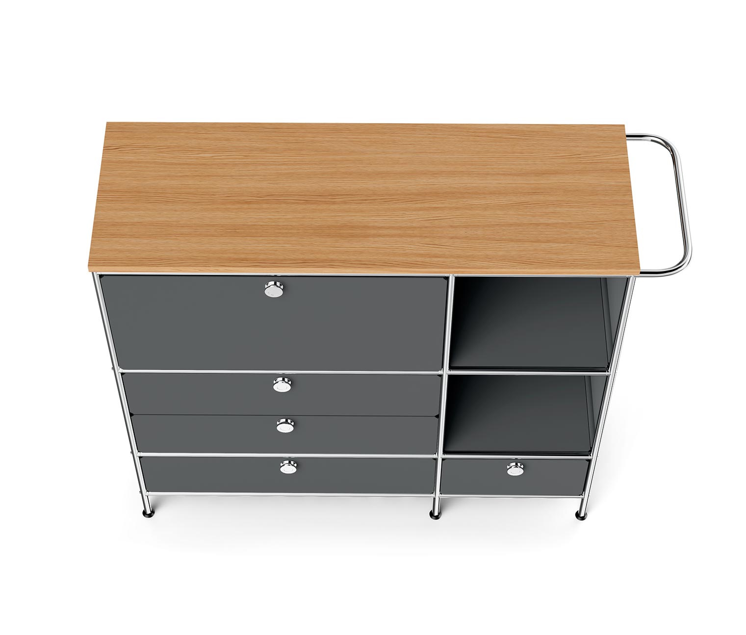 Thumbnail - Tchibo - Sideboard Metall »Cn3« mit Holzplatte - 127x42x111cm - chrom - Stahl / Aluminium / Kunststoff