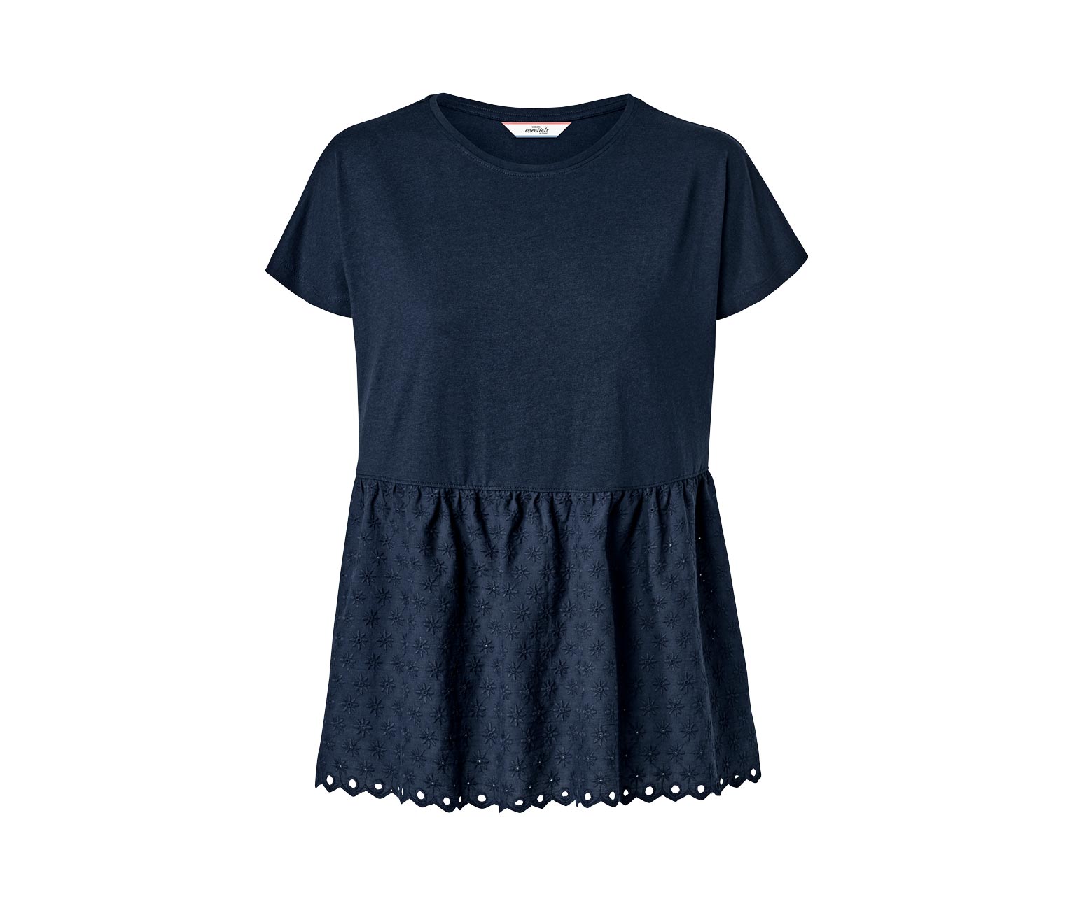 Thumbnail - Tchibo - Shirt im Materialmix mit Stickerei - Damen - Gr. L - dunkelblau