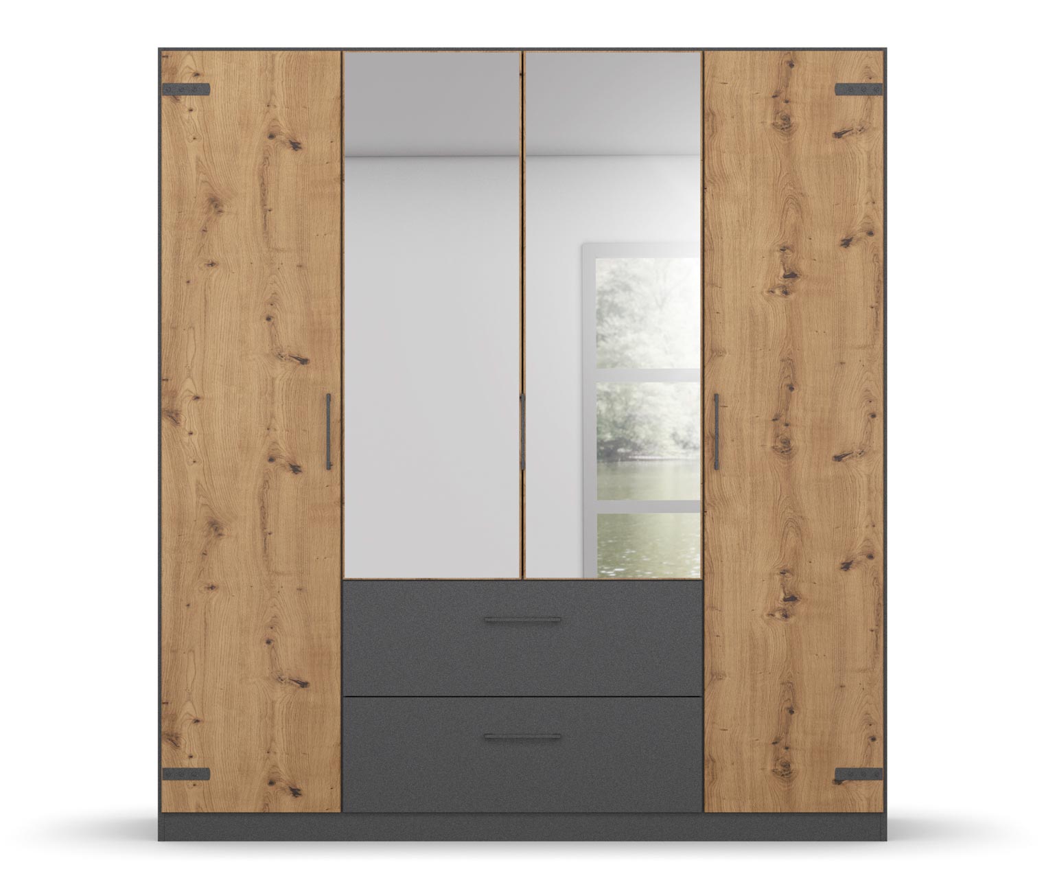 Thumbnail - rauch Drehtürenschrank »Butte« - 181x57x197cm - grau - Holz