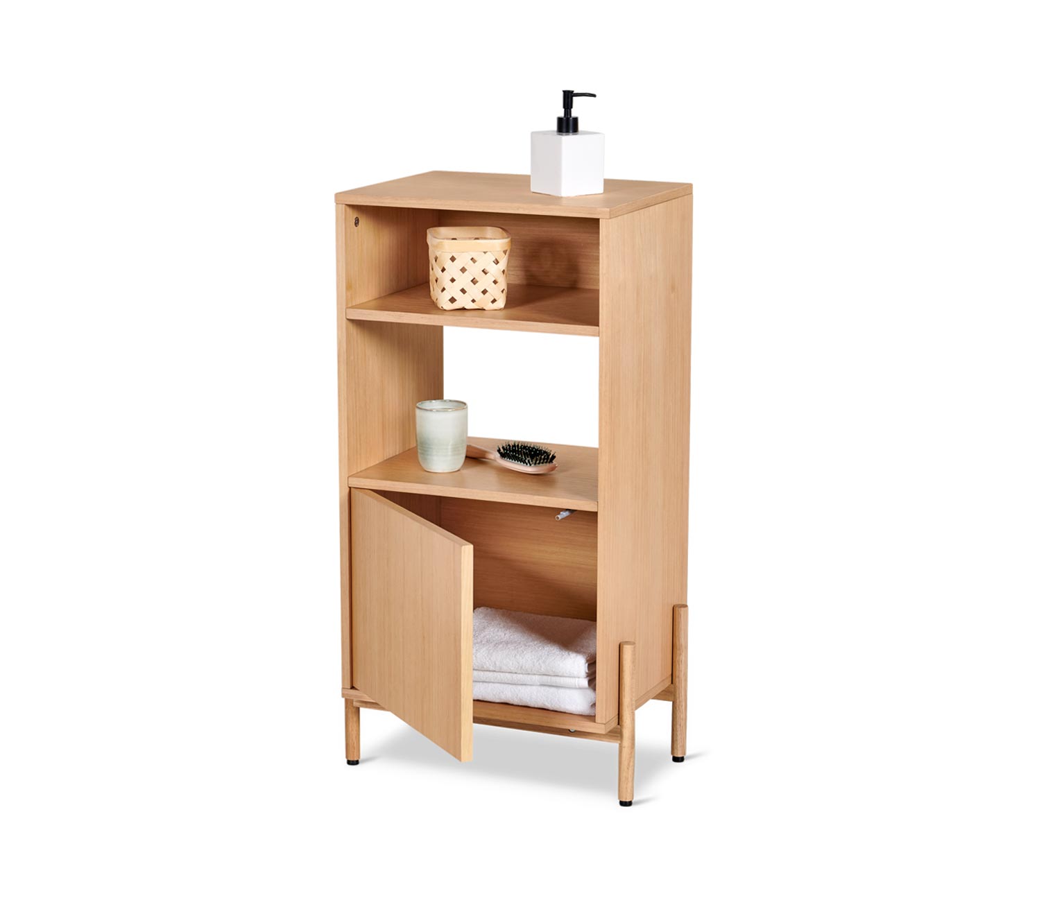 Thumbnail - Tchibo - Badschrank mit Holzfurnier - 45x35x93cm - naturfarben - Rubberwood-Holz / Holz