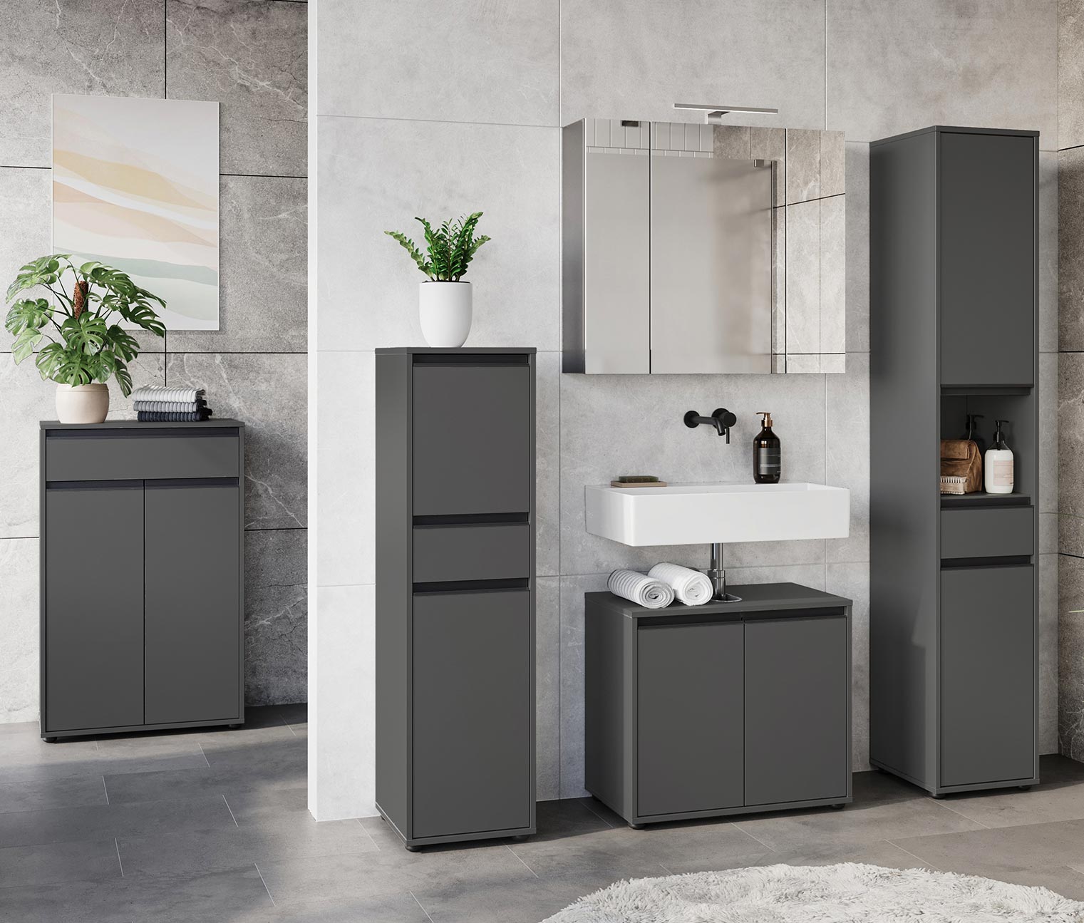 Thumbnail - Tchibo - Badschrank »Lemont« - 33x34x121cm - grau - Holz