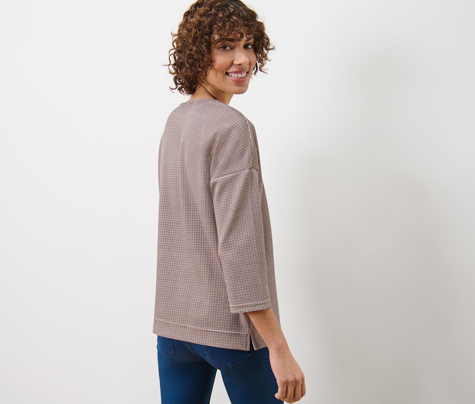 Thumbnail - Tchibo - Kariertes Sweatshirt - Damen - Gr. S - weiß/kariert