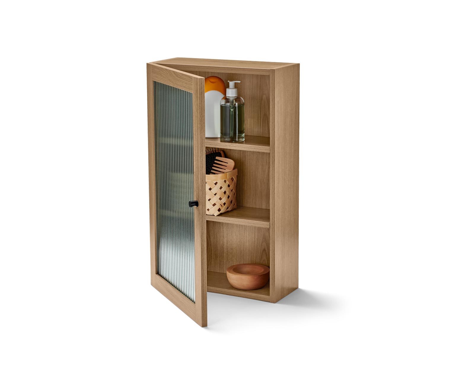 Thumbnail - Tchibo - Wandschrank mit Riffelglastür - 38x16,5x62,5cm - braun - Glas / Glas