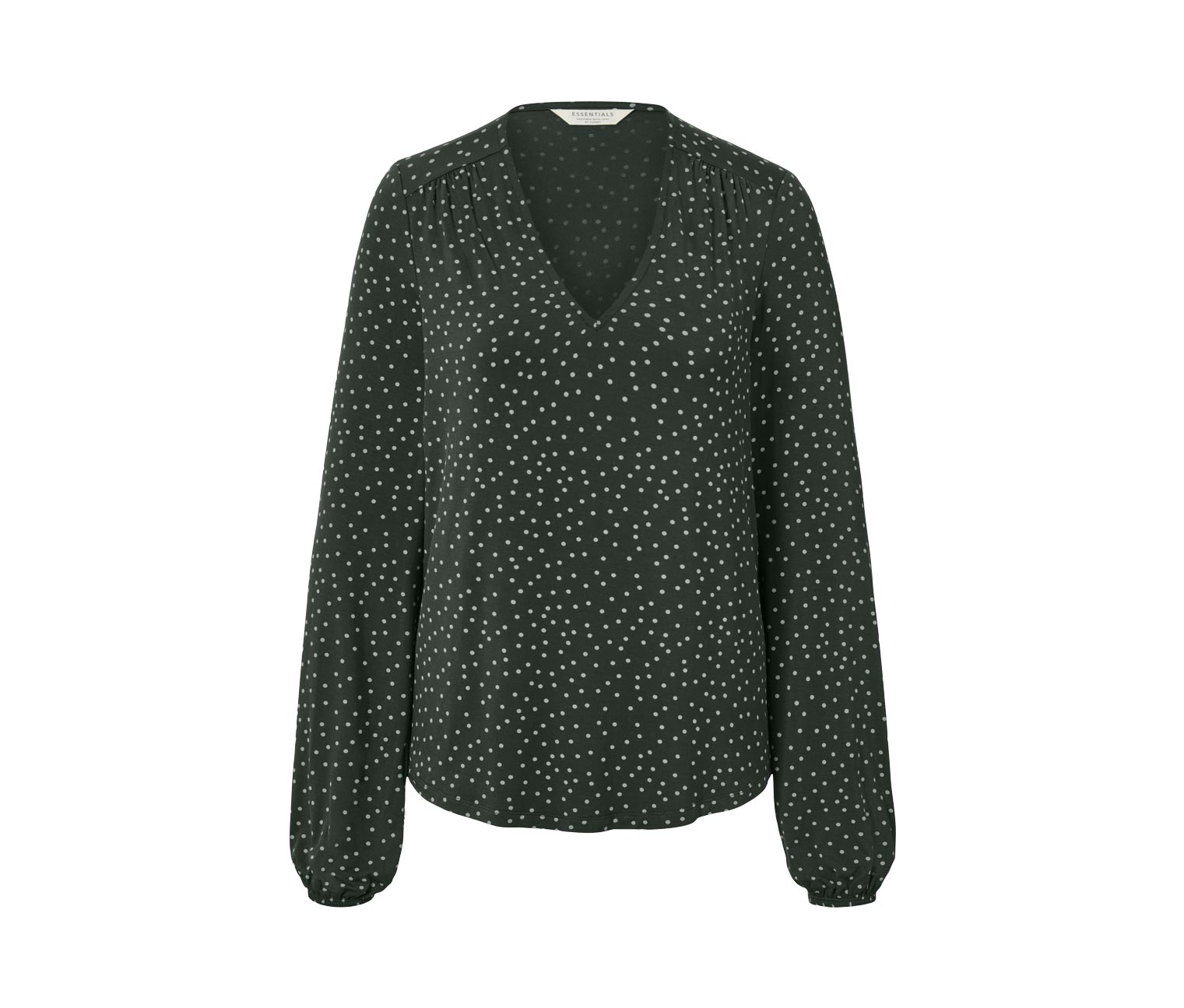 Thumbnail - Tchibo - Gepunktetes Blusenshirt - Damen - Gr. S - dunkelgrün/gepunktet