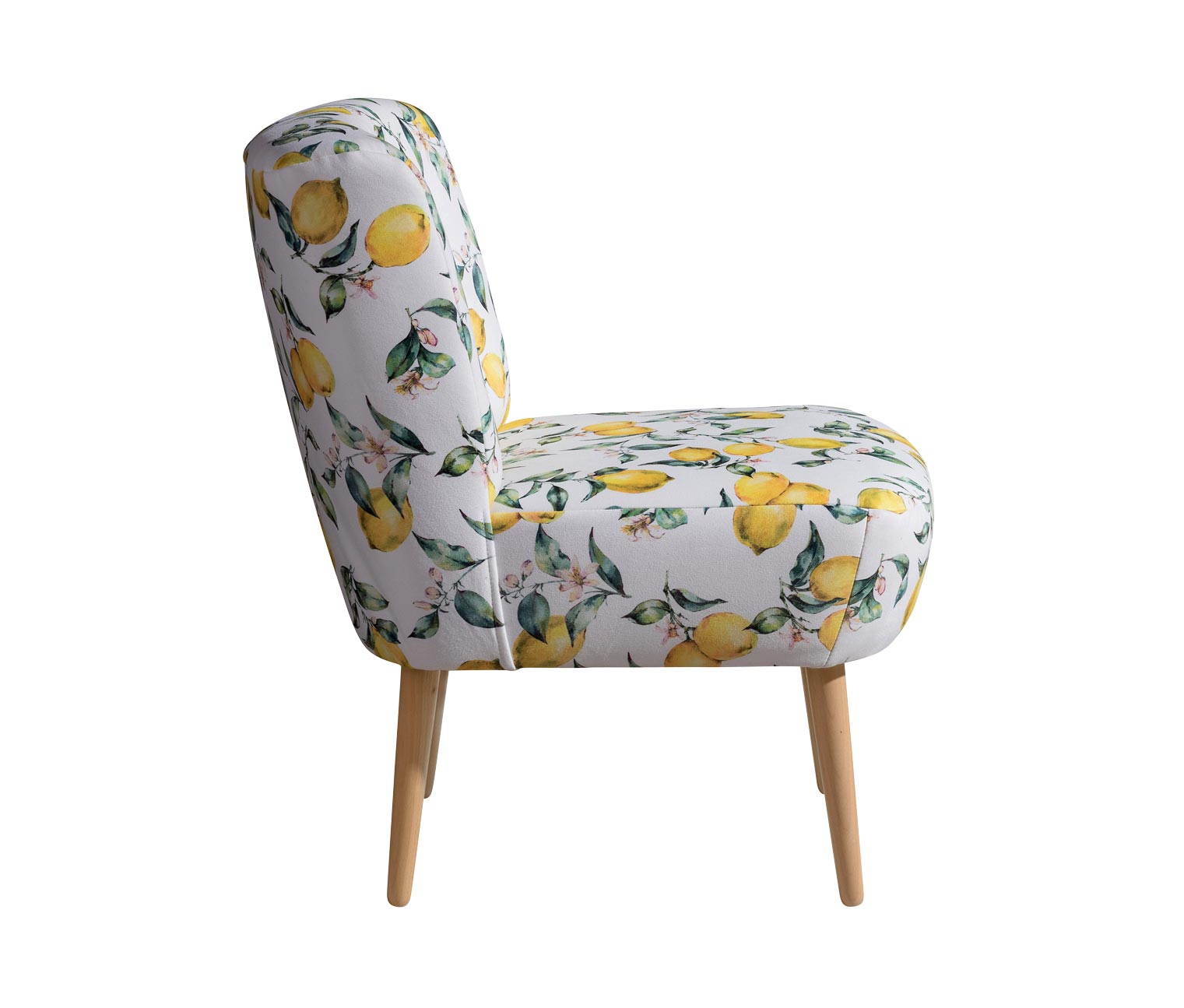 Thumbnail - Tchibo - Cocktailsessel »Fiona« mit Zitronenprint - 58x68x78cm - braun - Polyester / Holz / Buchenholz