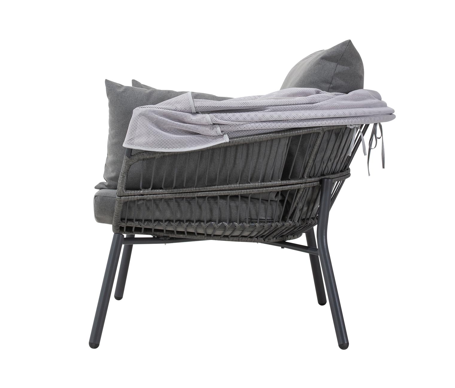 Thumbnail - Leco Sessel mit Fußhocker - 102x93x152cm - anthrazit - Stahl / Kunststoff / Polyethylen