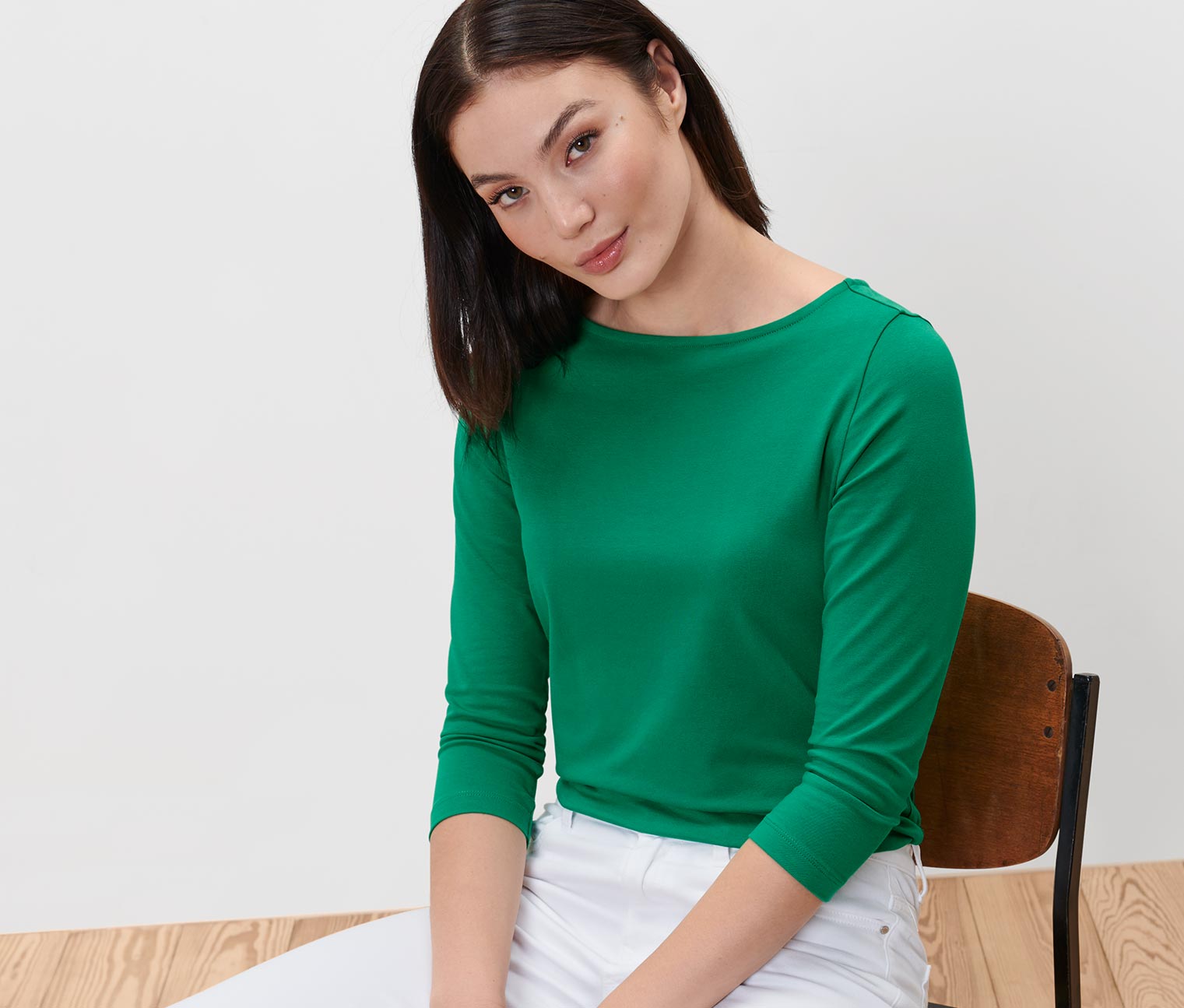 Thumbnail - Tchibo - Shirt mit 3/4-Arm - Damen - Gr. L - grün