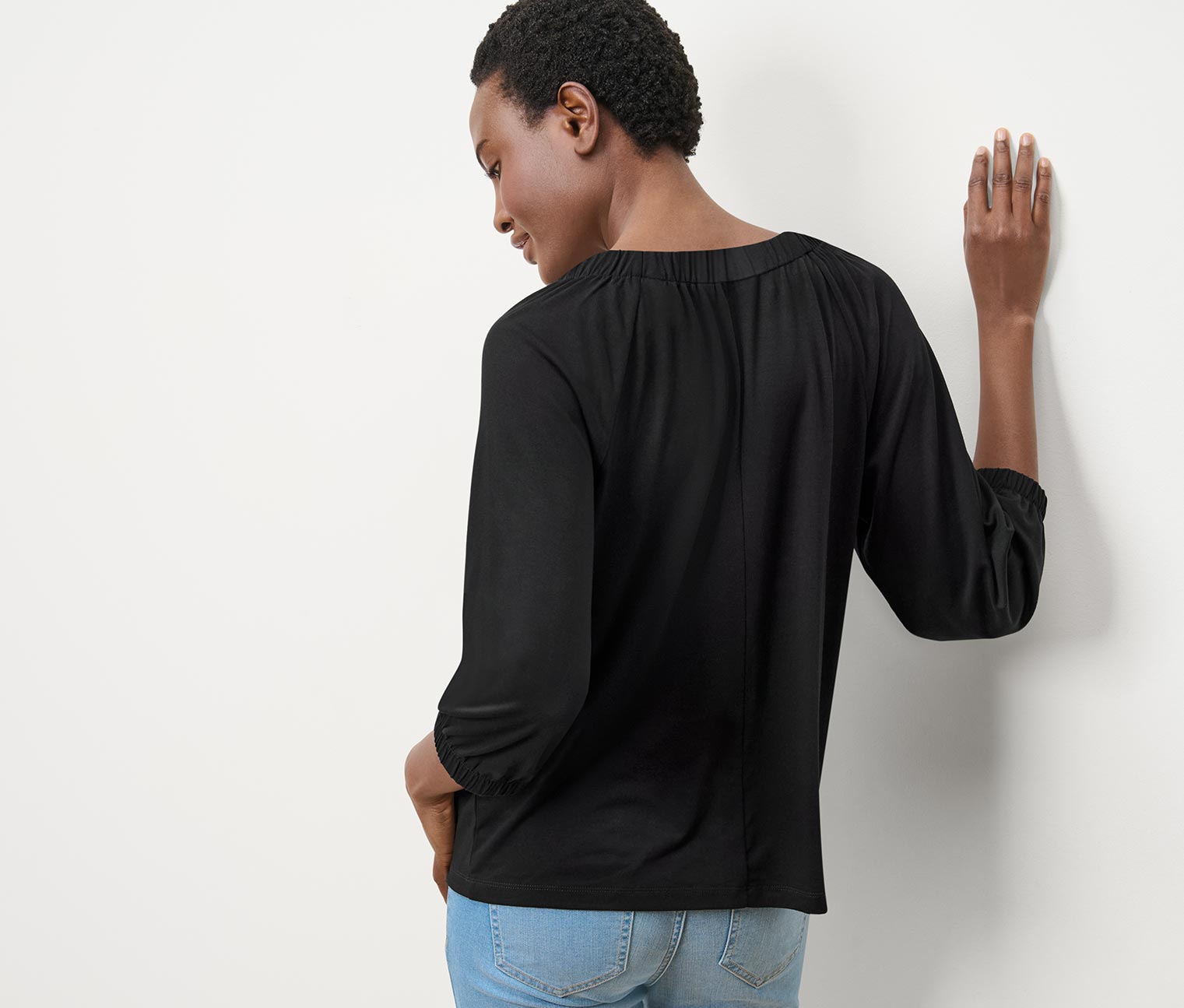 Thumbnail - Tchibo - Blusenshirt mit Raffung - Damen - Gr. M - schwarz