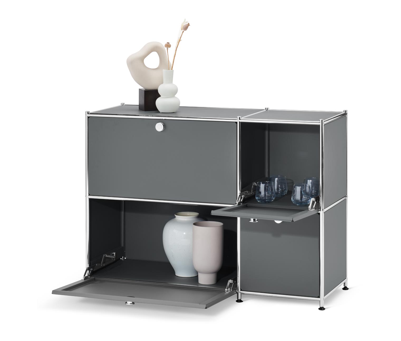 Thumbnail - Tchibo - Sideboard »Cn3« mit 4 Klappen - 115,5x40x82,5cm - chrom - Stahl / Aluminium / Kunststoff